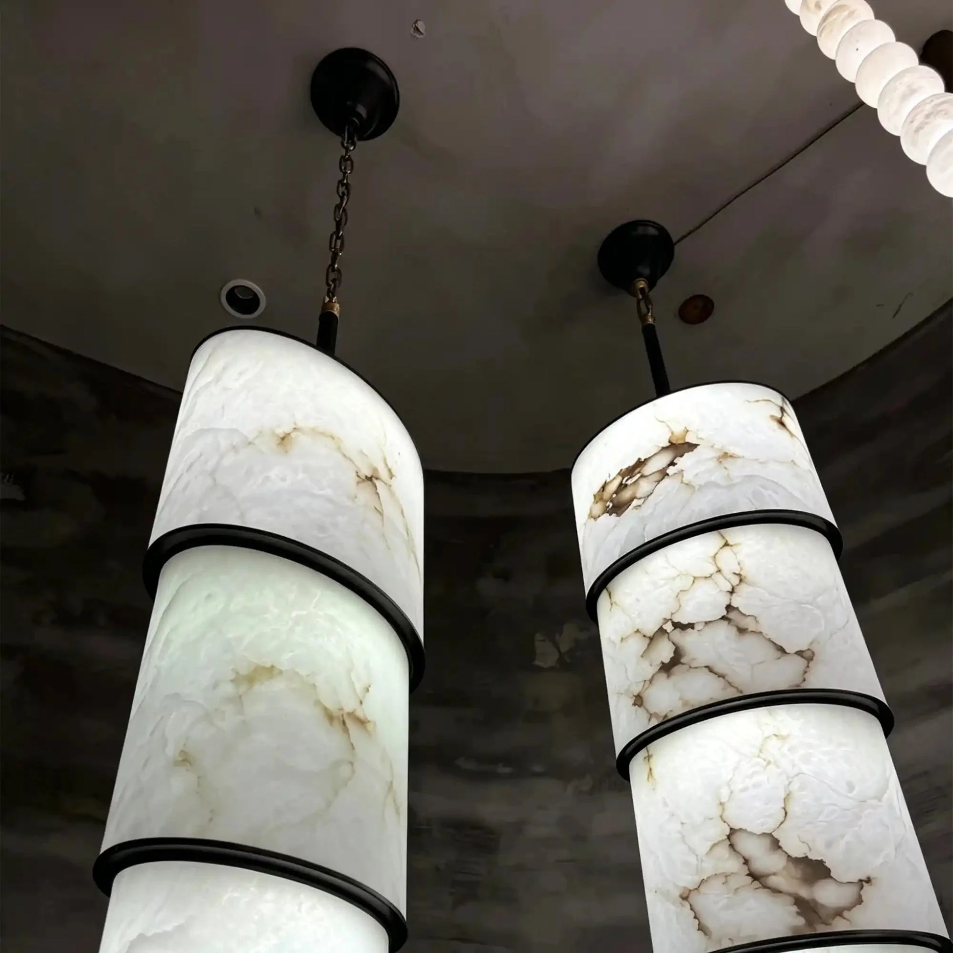 Contemporary Layered Oval Alabaster Column Pendant - 5 Layers/D13"*H55.91"(D33cm*H142cm)Warm Light 3000KTrivellolab