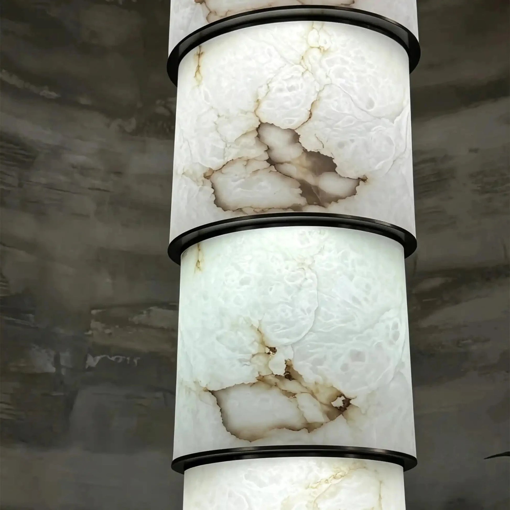 Contemporary Layered Oval Alabaster Column Pendant - 5 Layers/D13"*H55.91"(D33cm*H142cm)Warm Light 3000KTrivellolab