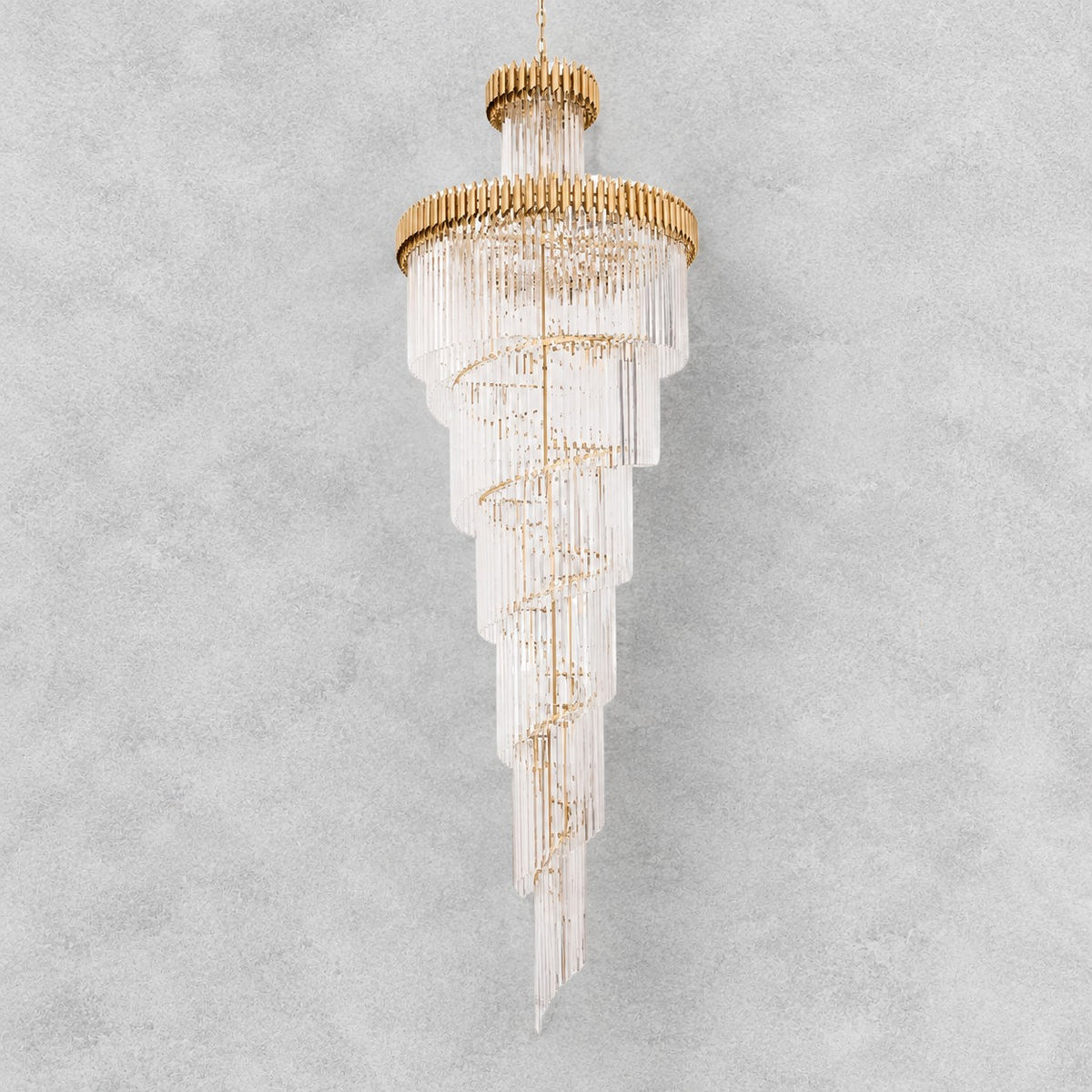 Crystal Spiral Chandelier – Gold Finish, 39‑in Diameter
