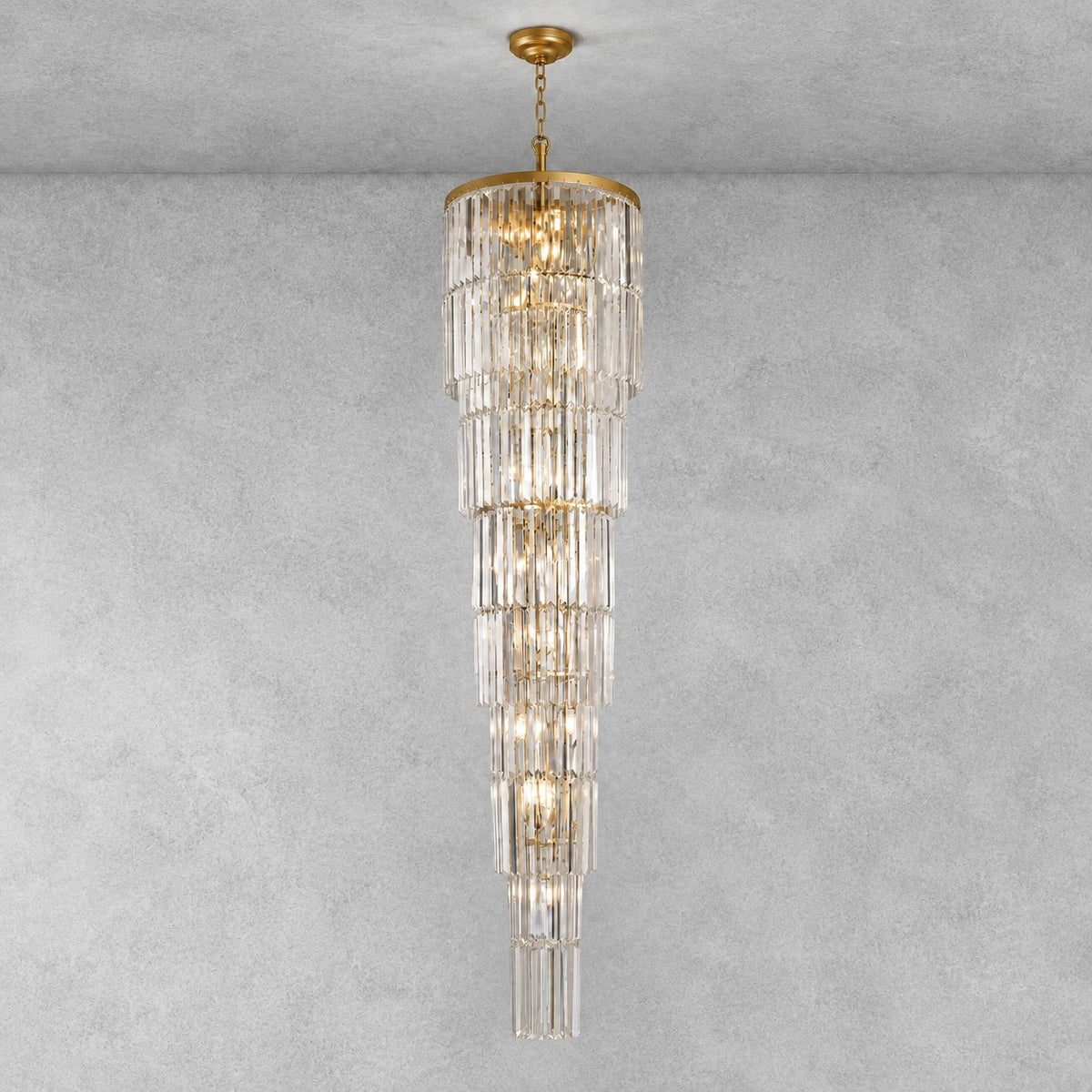 D500 Striped Crystal Stair Light - Gold