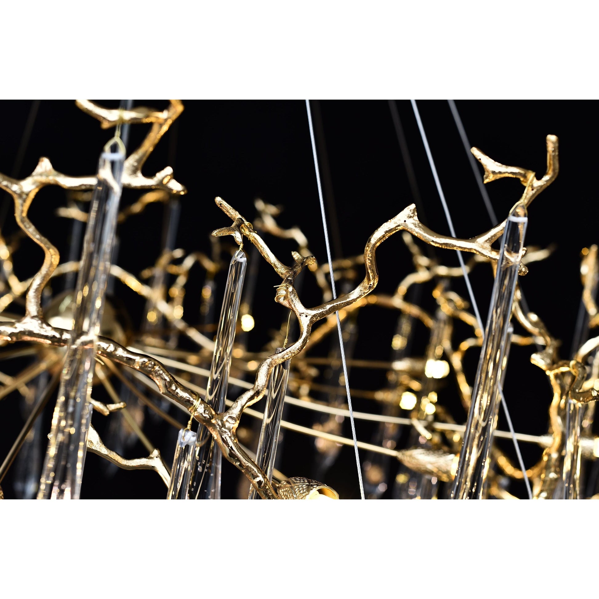 Dawn Teardrop Branch Brass Round Chandelier - 26" diameterClear GlassTrivellolab
