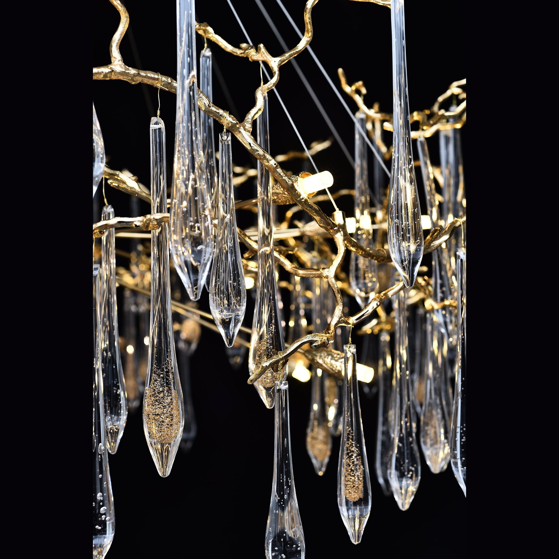 Dawn Teardrop Branch Brass Round Chandelier - 26" diameterClear GlassTrivellolab