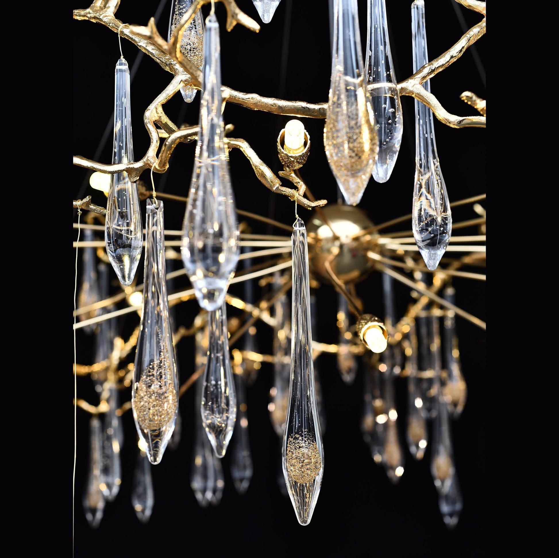 Dawn Teardrop Branch Brass Round Chandelier - 26" diameterClear GlassTrivellolab