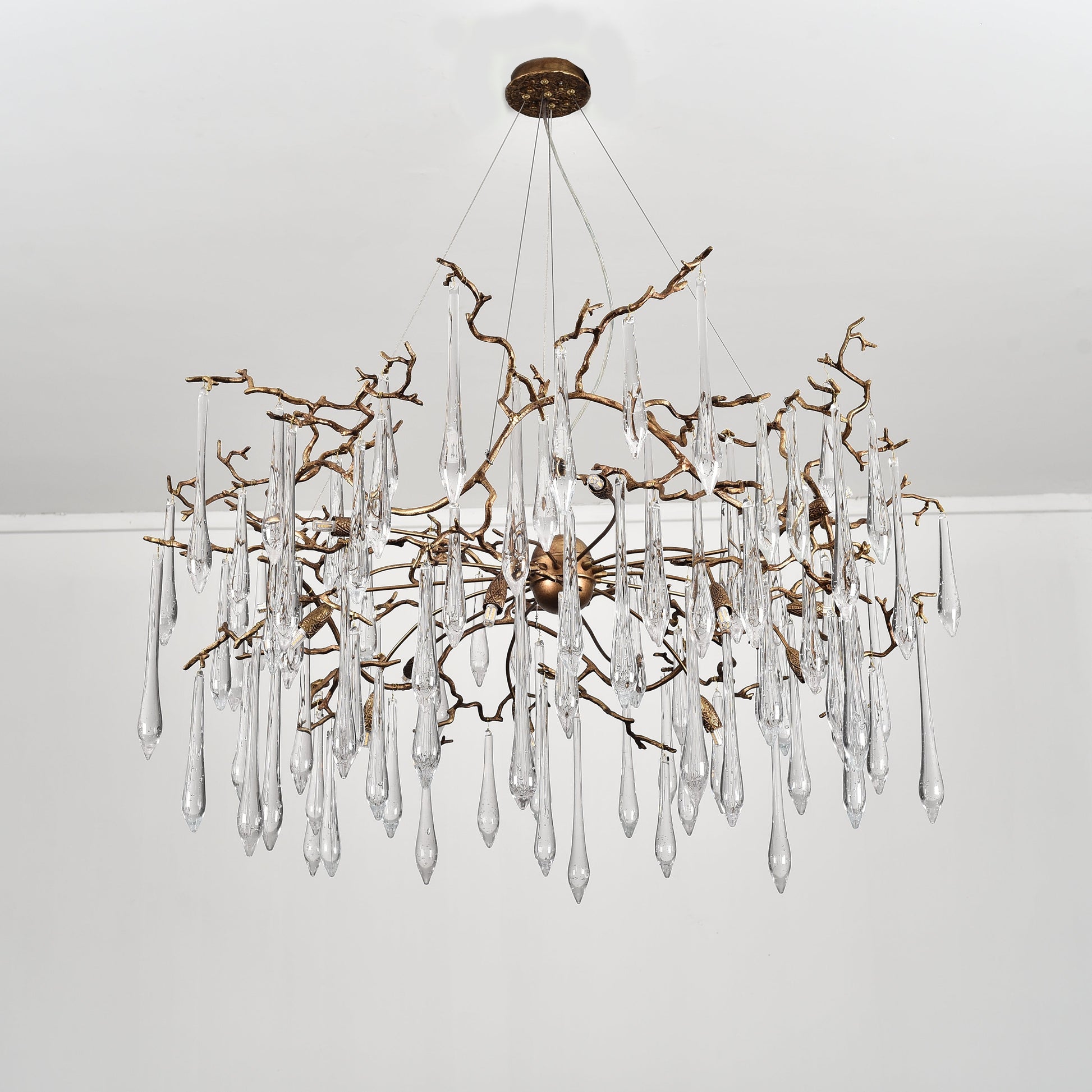 Dawn Teardrop Branch Brass Round Chandelier - 26" diameterClear GlassTrivellolab