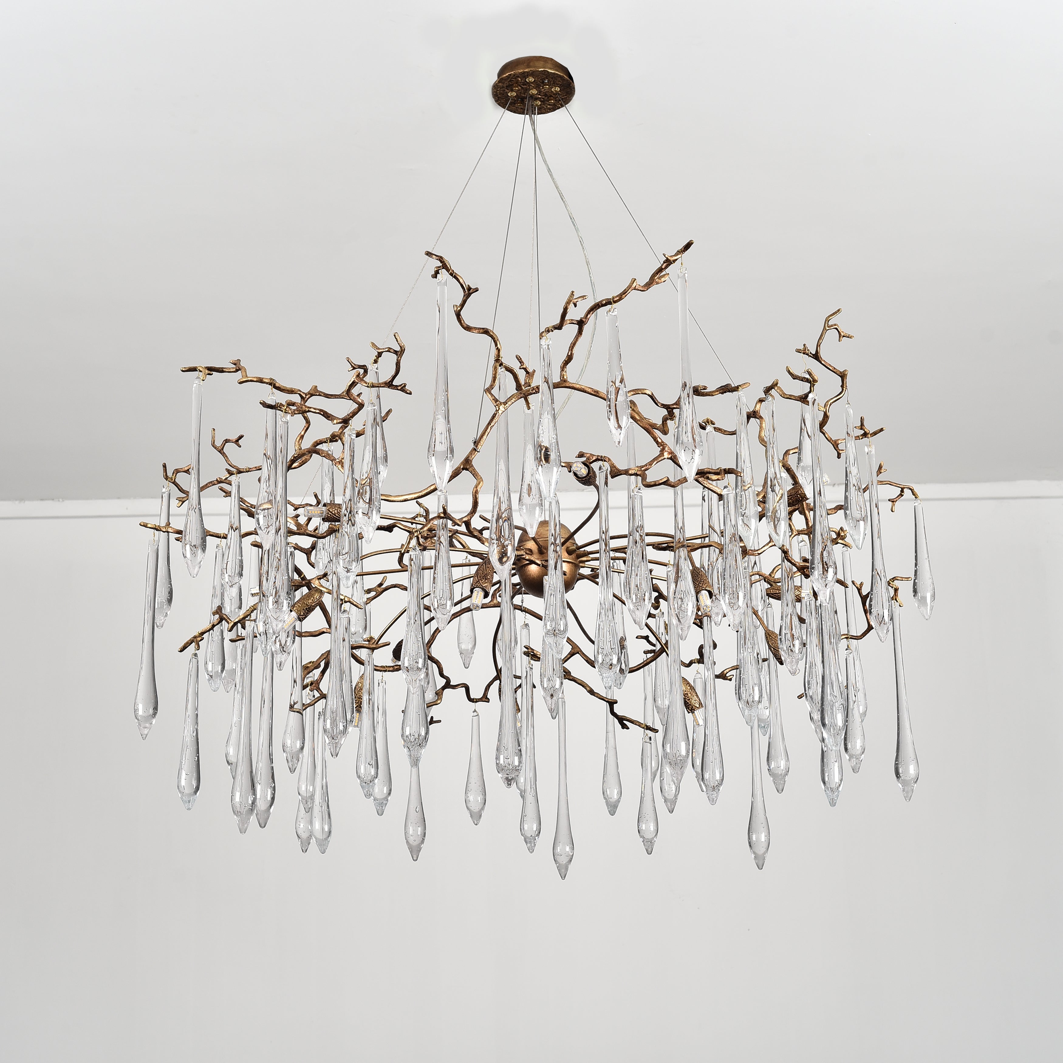 Dawn Teardrop Branch Brass Round Chandelier - 26" diameterClear GlassTrivellolab
