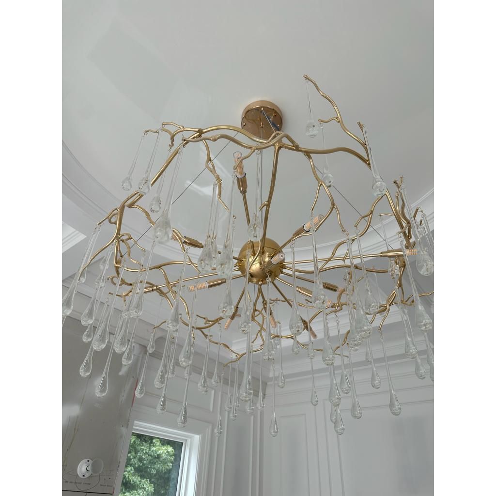 Dawn Teardrop Branch Brass Round Chandelier - 26" diameterClear GlassTrivellolab