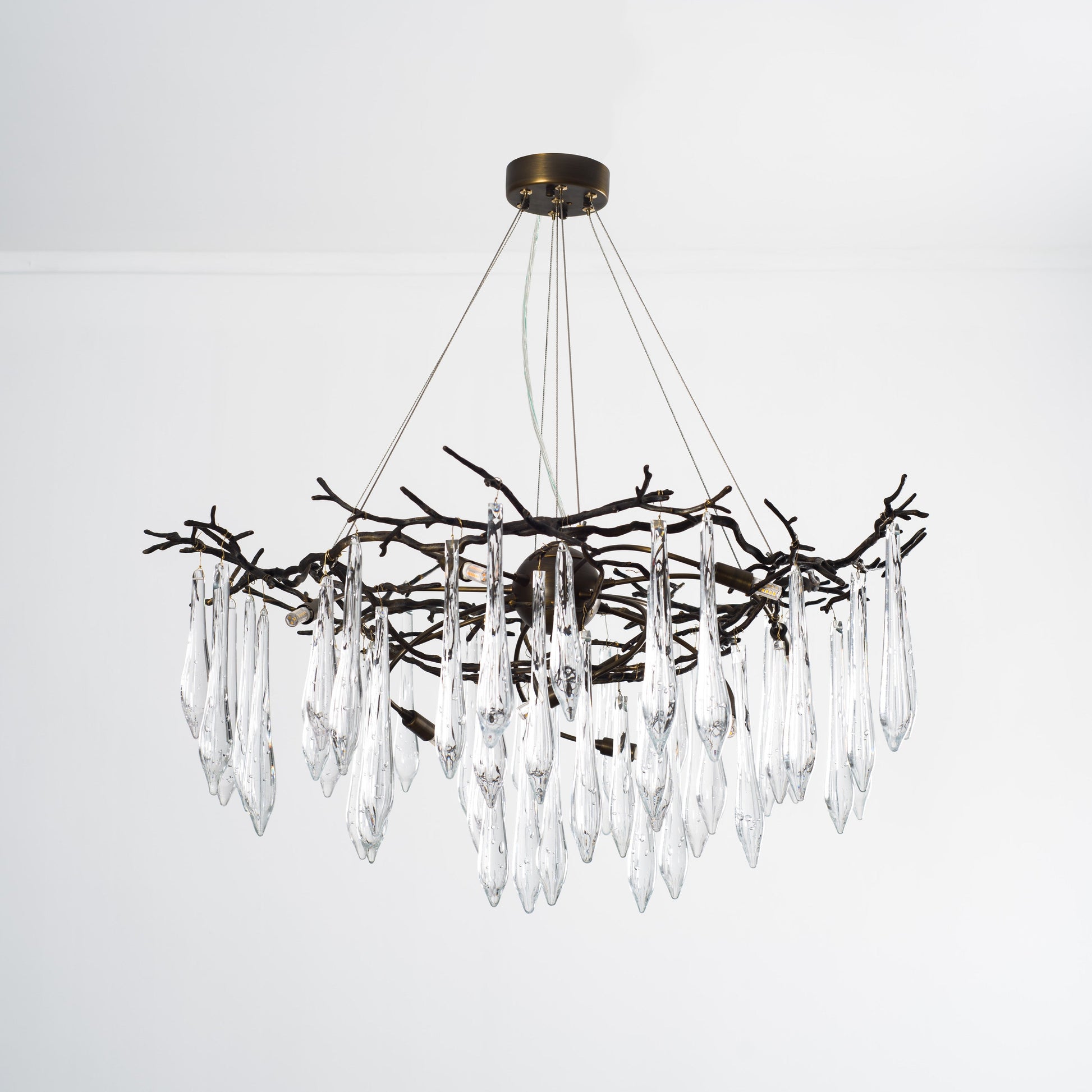 Dawn Teardrop Branch Brass Round Chandelier - 26" diameterClear GlassTrivellolab