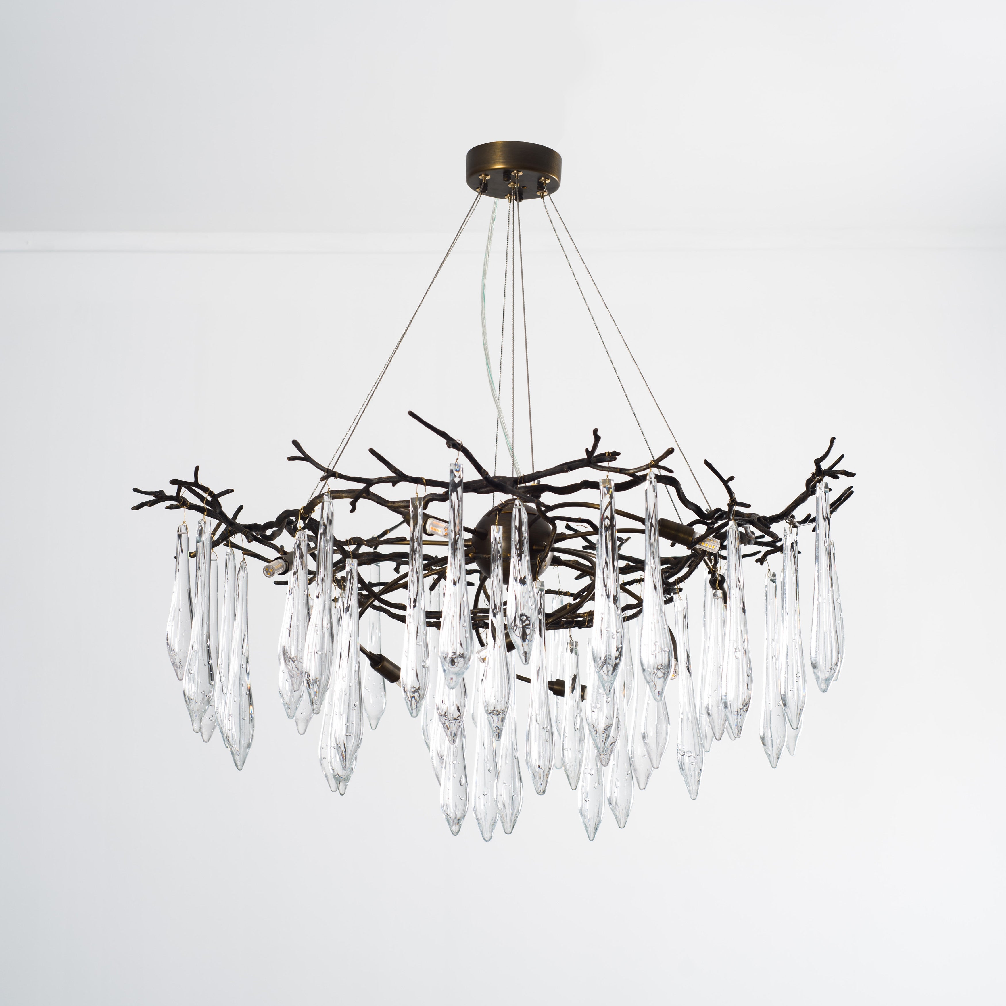 Dawn Teardrop Branch Brass Round Chandelier - 26" diameterClear GlassTrivellolab