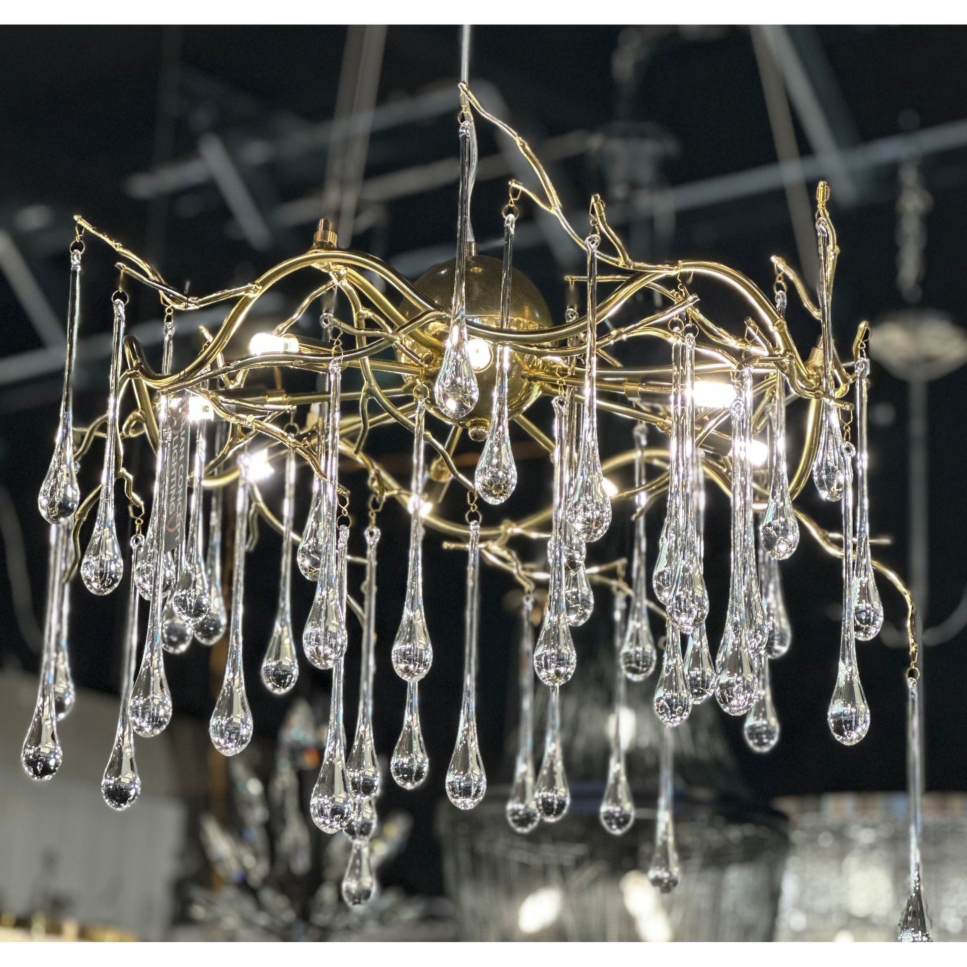 Dawn Teardrop Branch Brass Round Chandelier - 26" diameterClear GlassTrivellolab