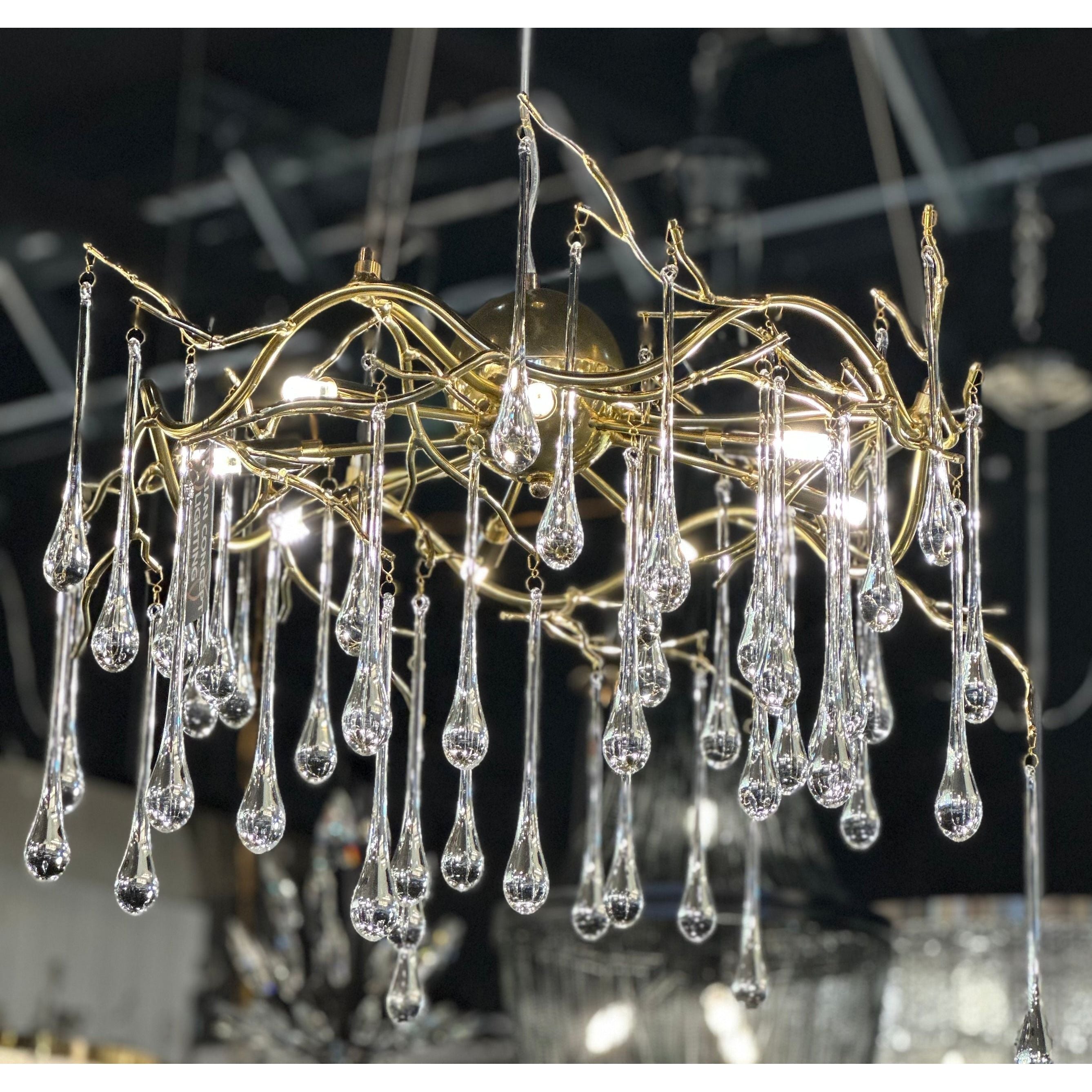 Dawn Teardrop Branch Brass Round Chandelier - 26" diameterClear GlassTrivellolab
