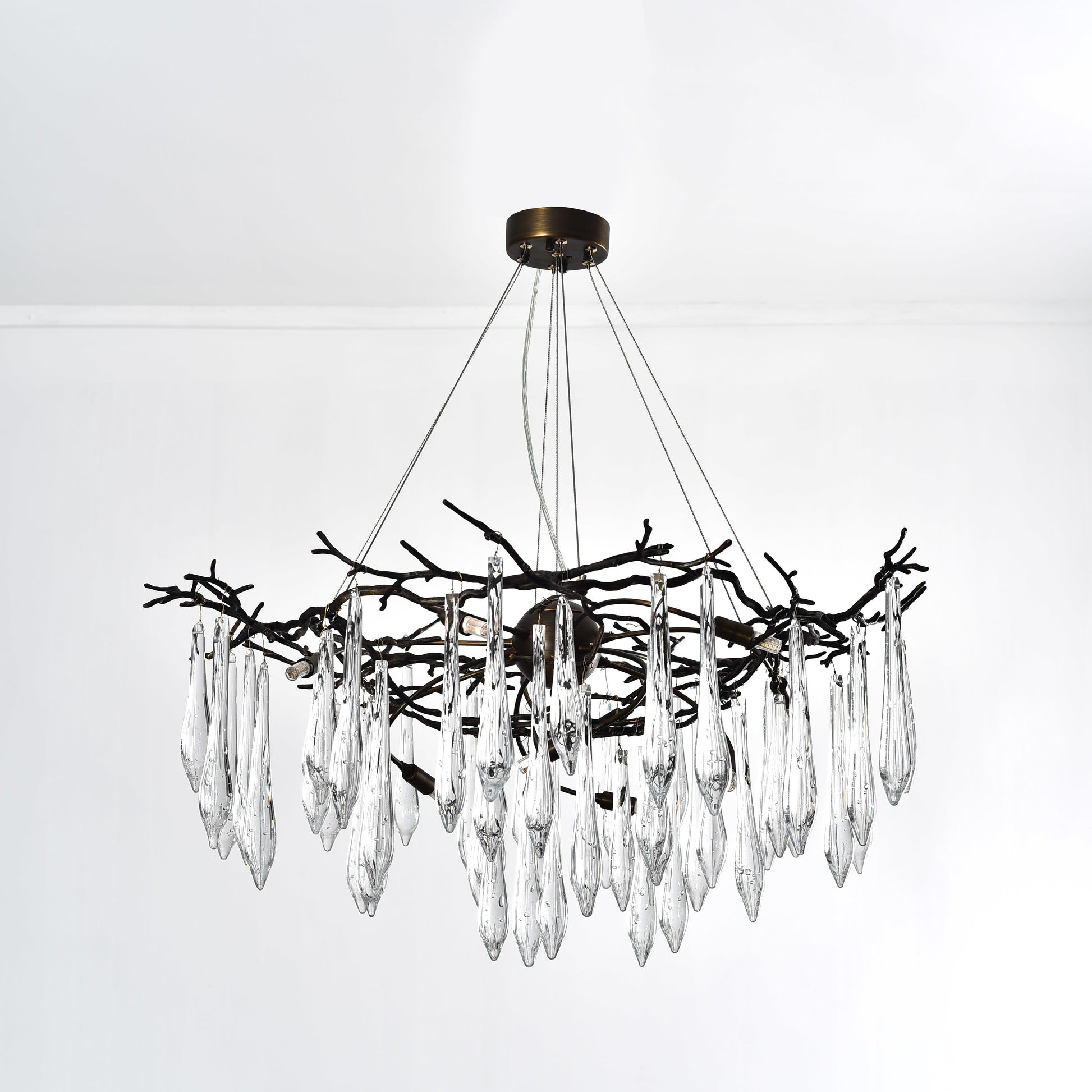 Dawn Teardrop Branch Brass Round Chandelier - 26" diameterClear GlassTrivellolab