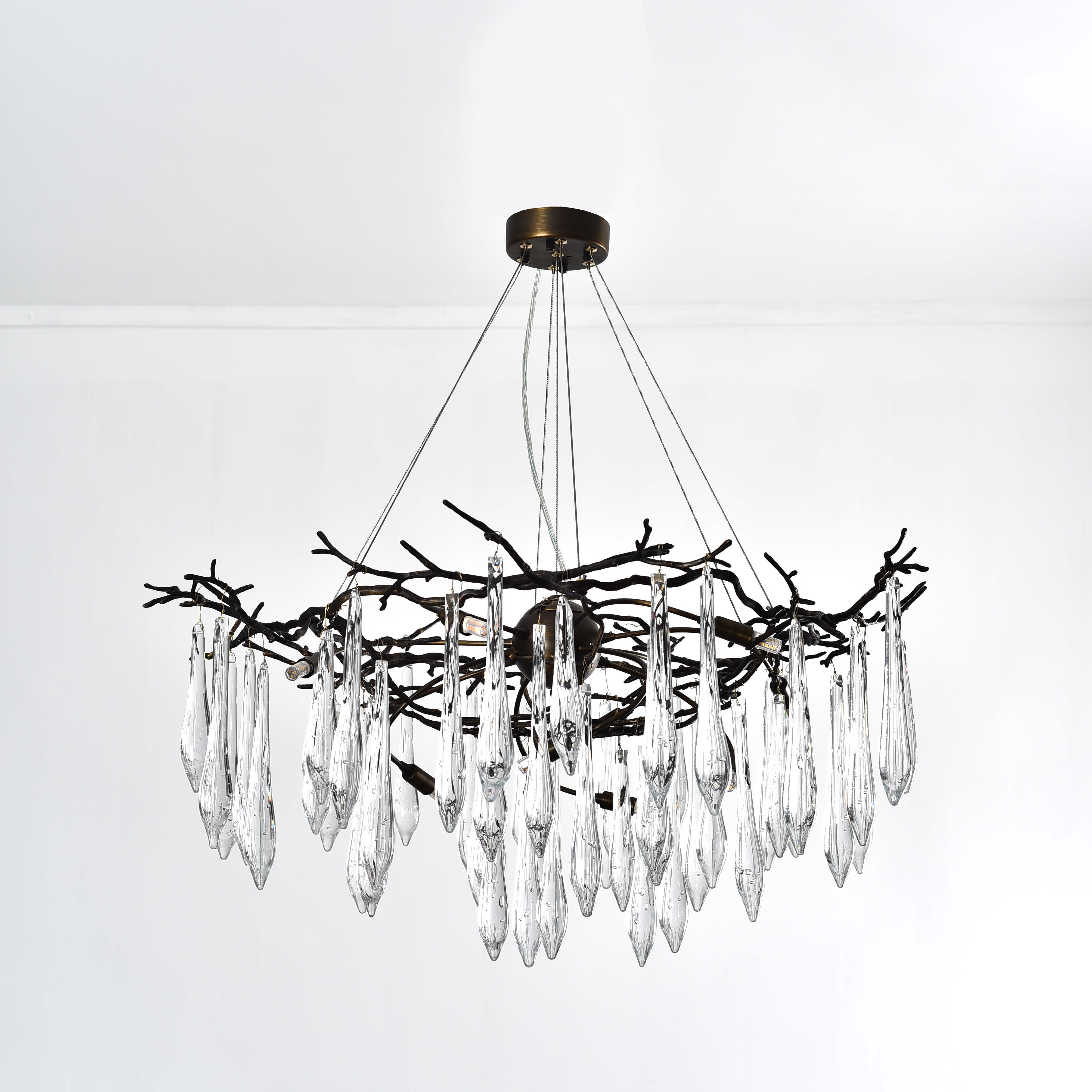 Dawn Teardrop Branch Brass Round Chandelier - 26" diameterClear GlassTrivellolab