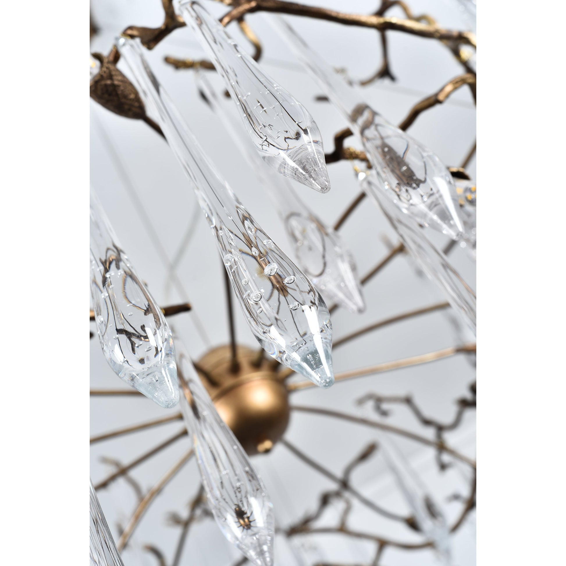 Dawn Teardrop Branch Brass Round Chandelier - 26" diameterClear GlassTrivellolab