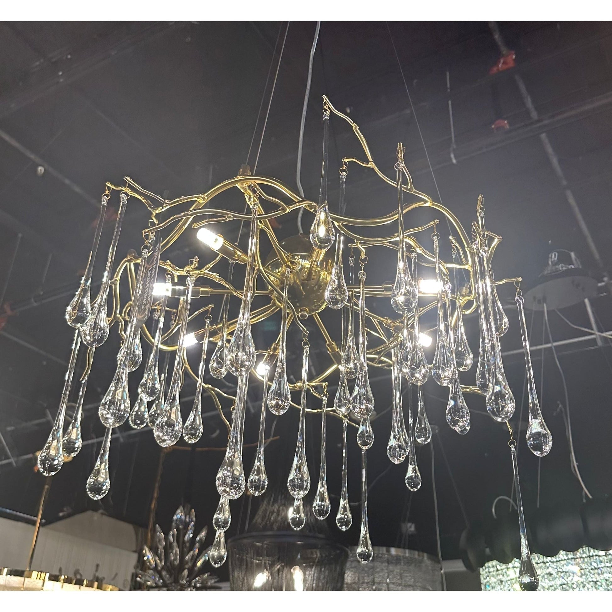 Dawn Teardrop Branch Brass Round Chandelier - 26" diameterClear GlassTrivellolab
