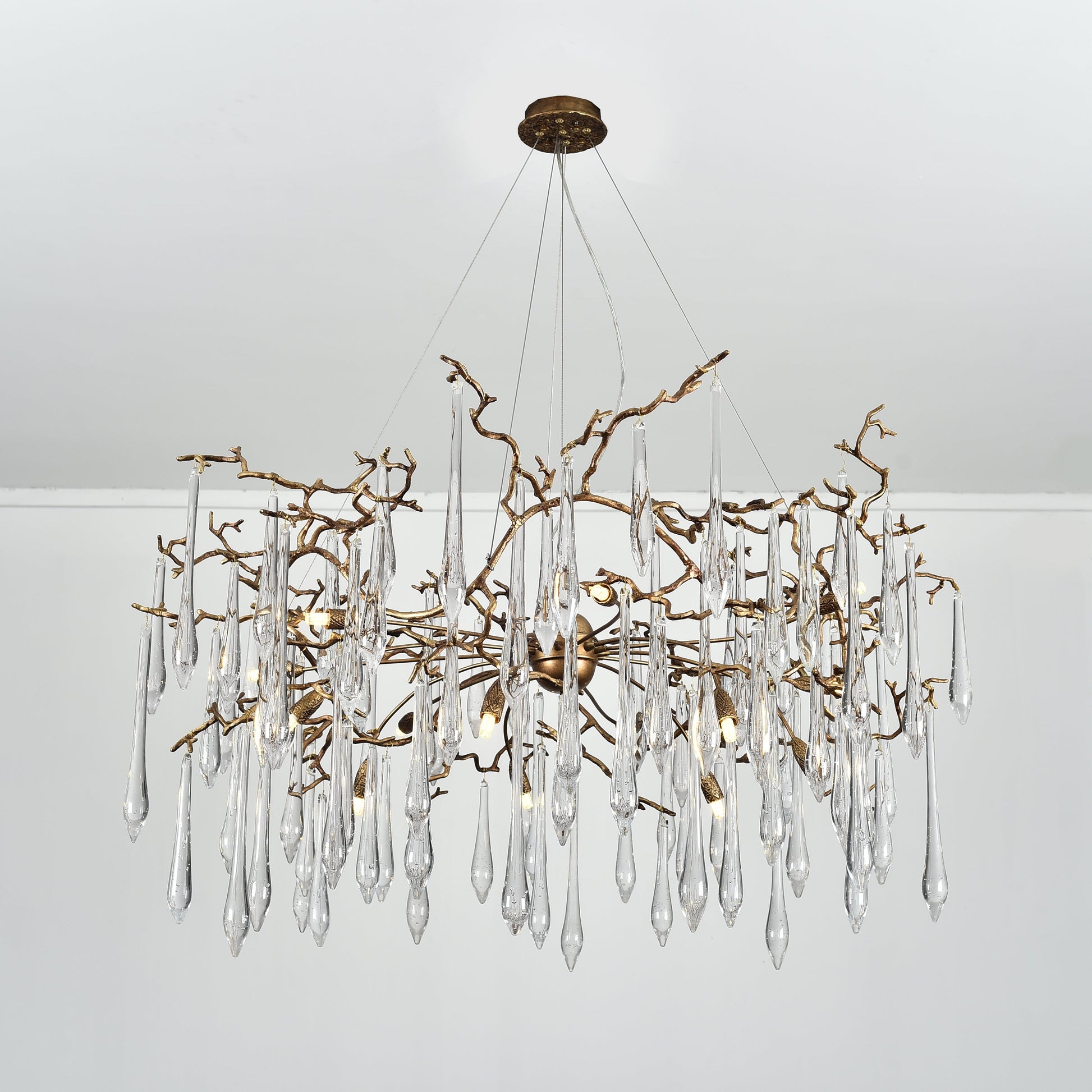 Dawn Teardrop Branch Brass Round Chandelier - 26" diameterClear GlassTrivellolab