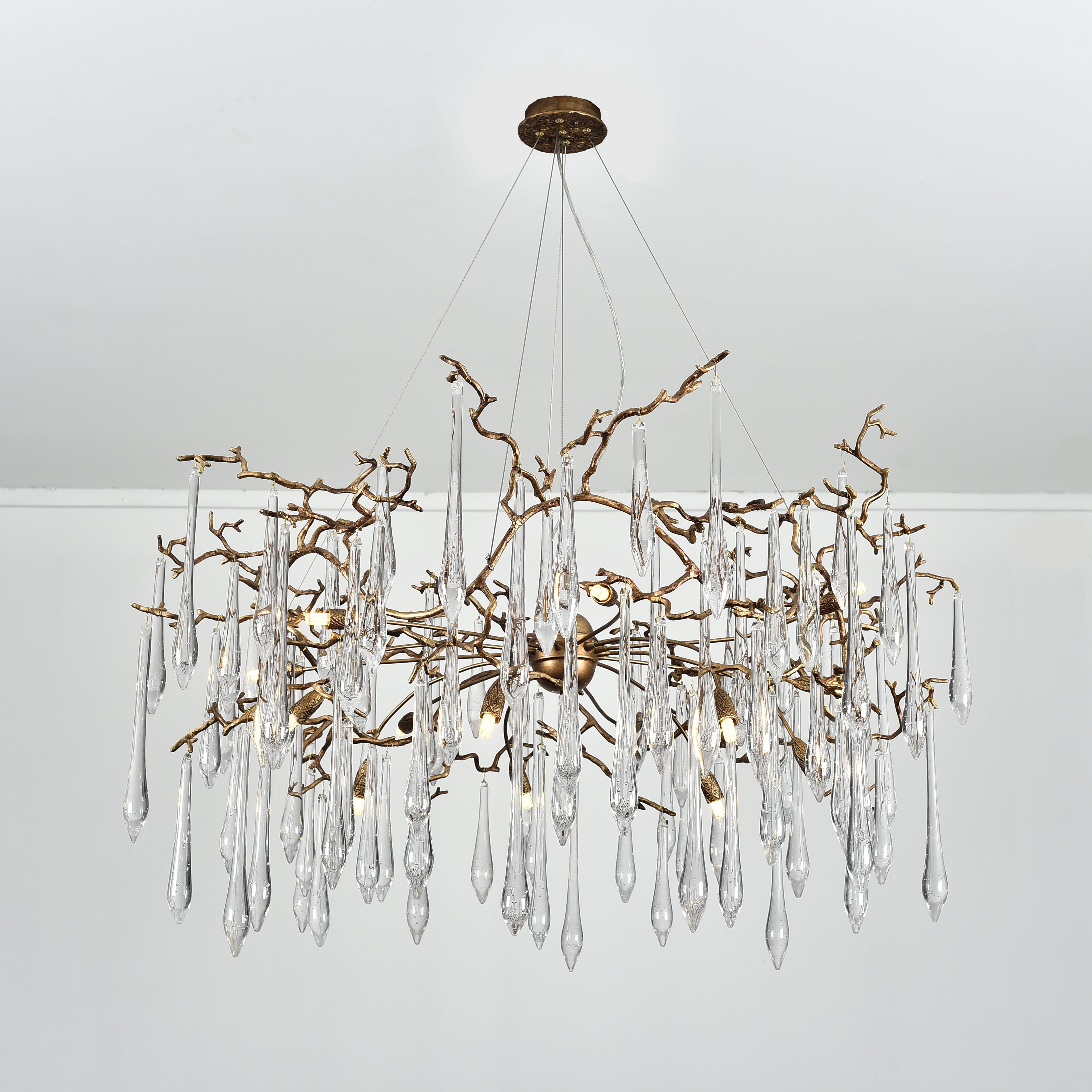 Dawn Teardrop Branch Brass Round Chandelier - 26" diameterClear GlassTrivellolab