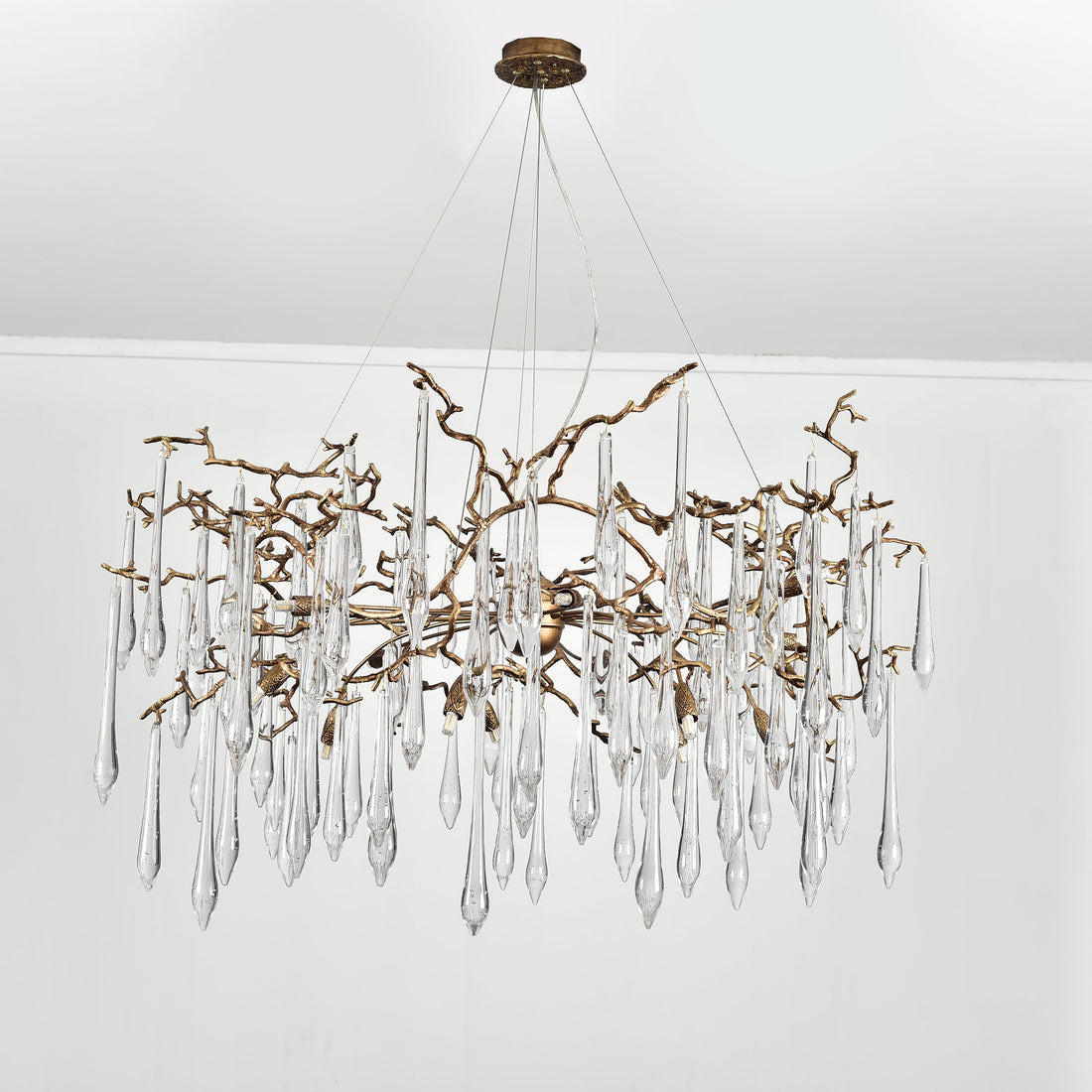 Dawn Teardrop Branch Brass Round Chandelier - 26" diameterClear GlassTrivellolab