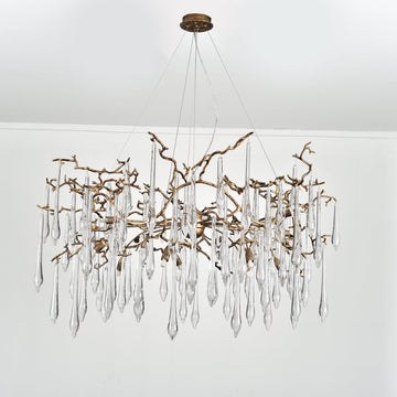 Dawn Teardrop Branch Brass Round Chandelier - 26" diameterClear GlassTrivellolab