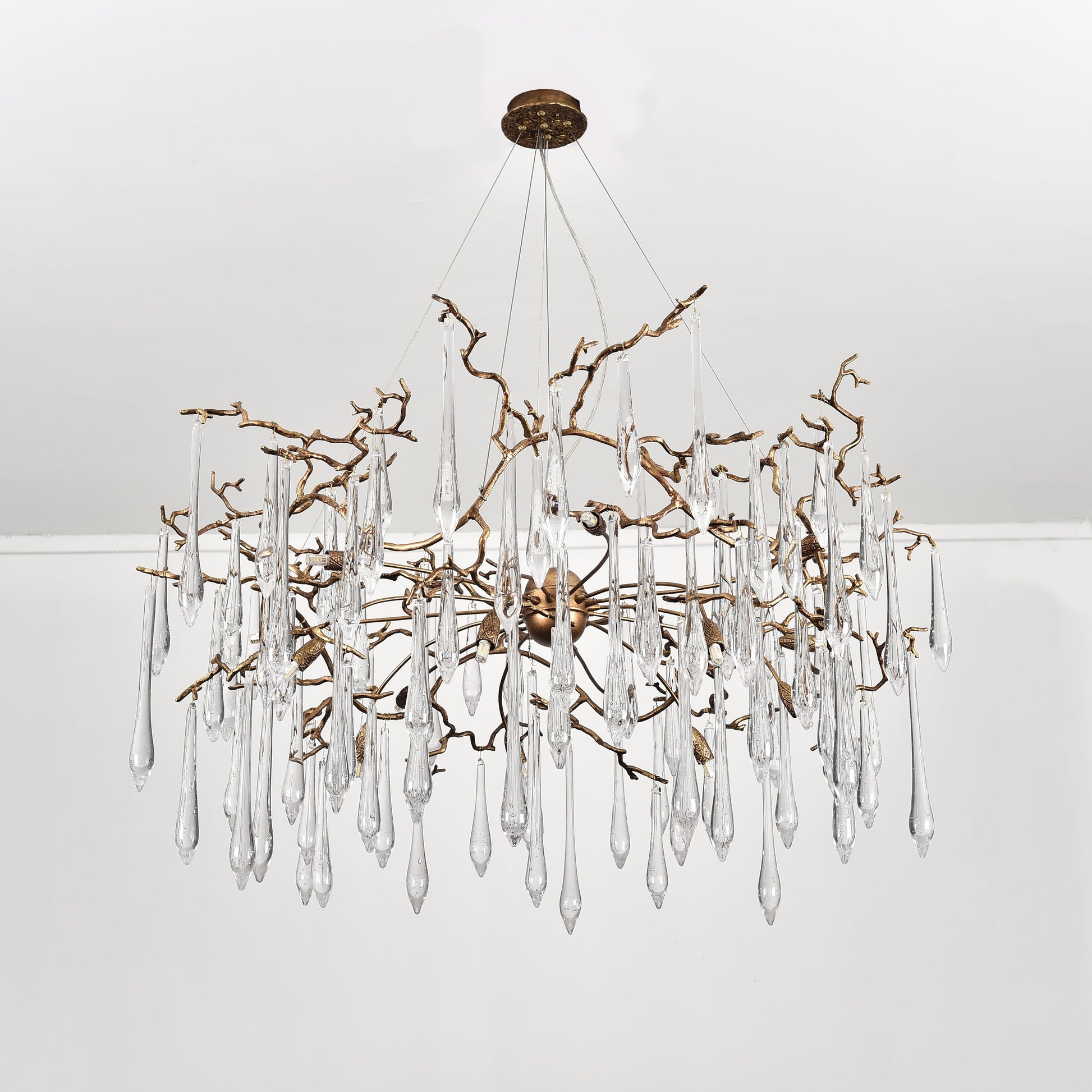 Dawn Teardrop Branch Brass Round Chandelier - 26" diameterClear GlassTrivellolab