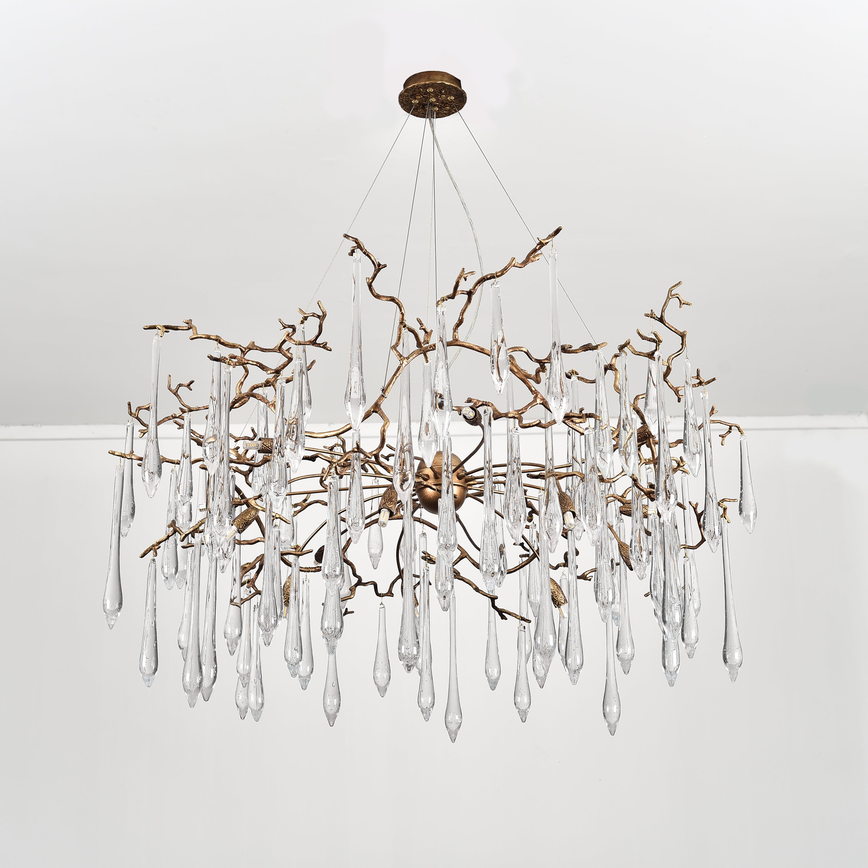 Dawn Teardrop Branch Brass Round Chandelier - 26" diameterClear GlassTrivellolab