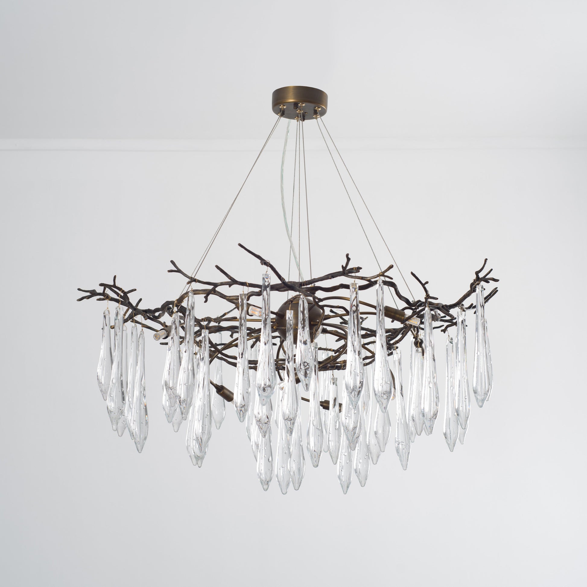 Dawn Teardrop Branch Brass Round Chandelier - 26" diameterClear GlassTrivellolab