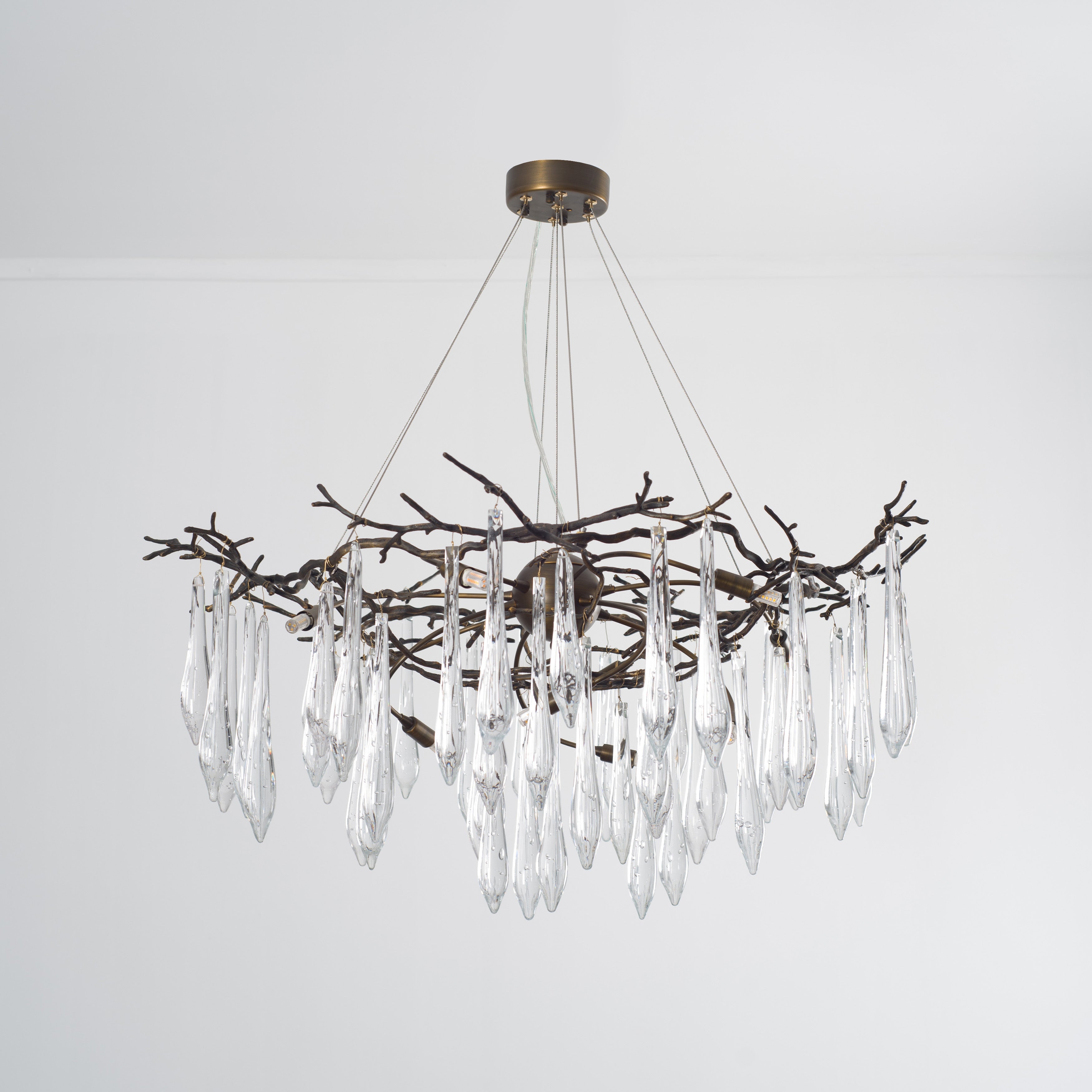 Dawn Teardrop Branch Brass Round Chandelier - 26" diameterClear GlassTrivellolab