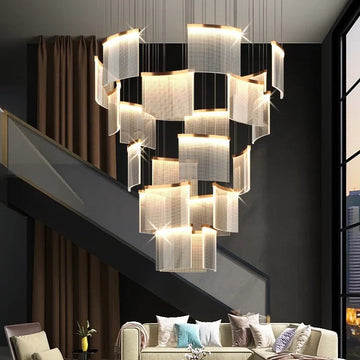 Designer Tile Chandelier For Foyer And High Ceiling Living Room
