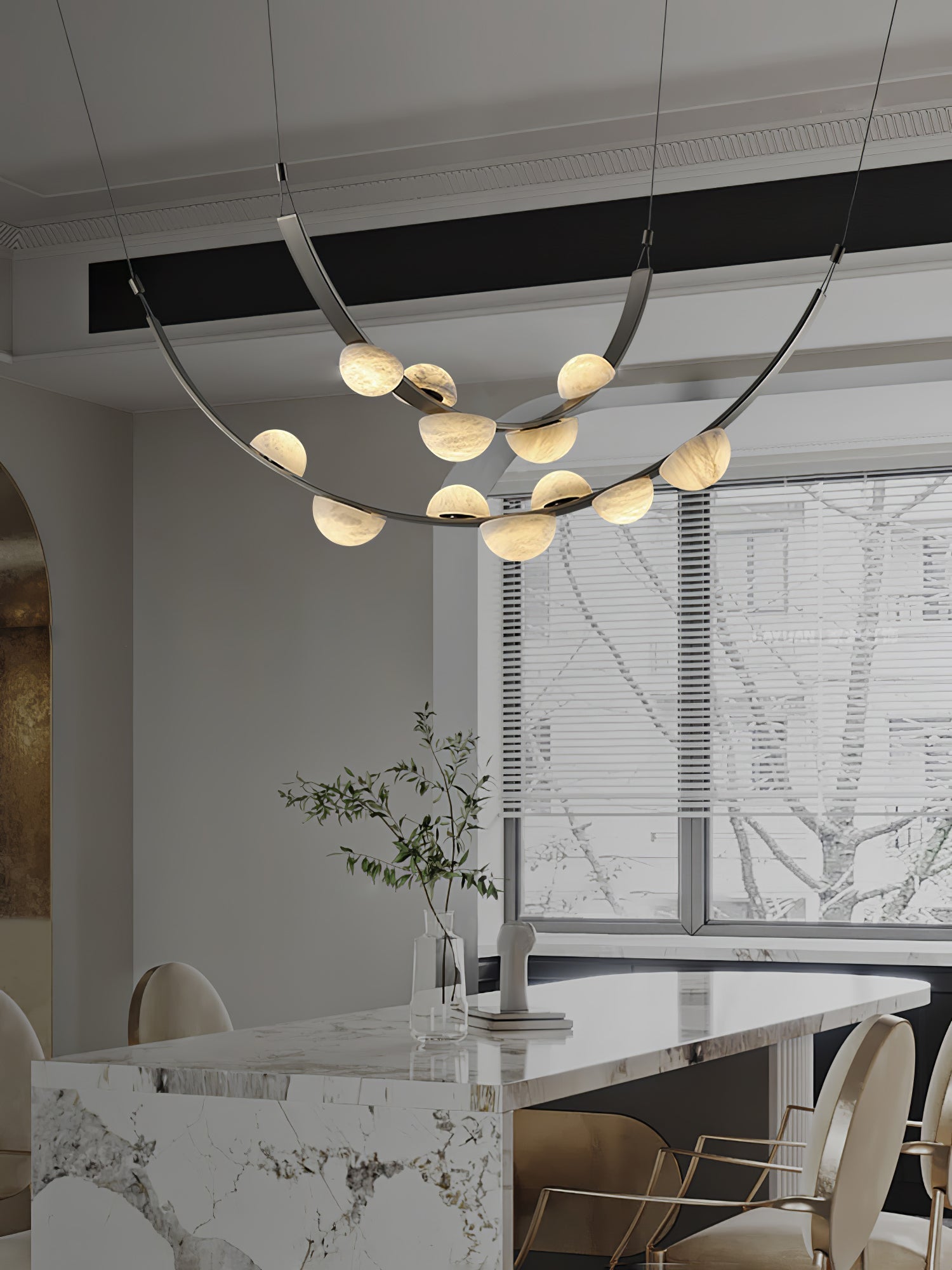 Dew Drops Alabaster Chandelier - L 188cm x H 120cm / L 74″ x H 47.2″Black & WhiteWarm LightTrivellolab