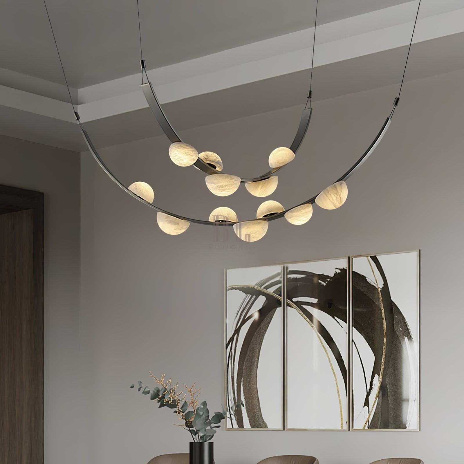 Dew Drops Alabaster Chandelier - L 188cm x H 120cm / L 74″ x H 47.2″Black & WhiteWarm LightTrivellolab