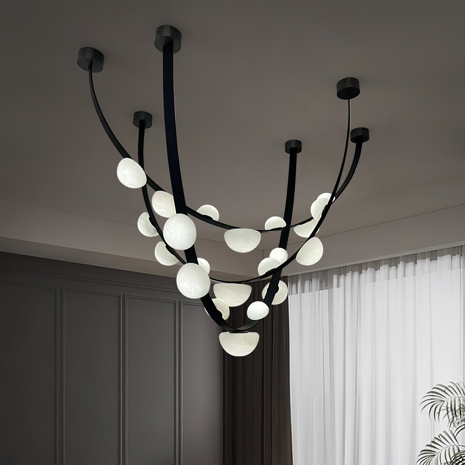 Dew Drops Alabaster Chandelier - L 188cm x H 120cm / L 74″ x H 47.2″Black & WhiteWarm LightTrivellolab