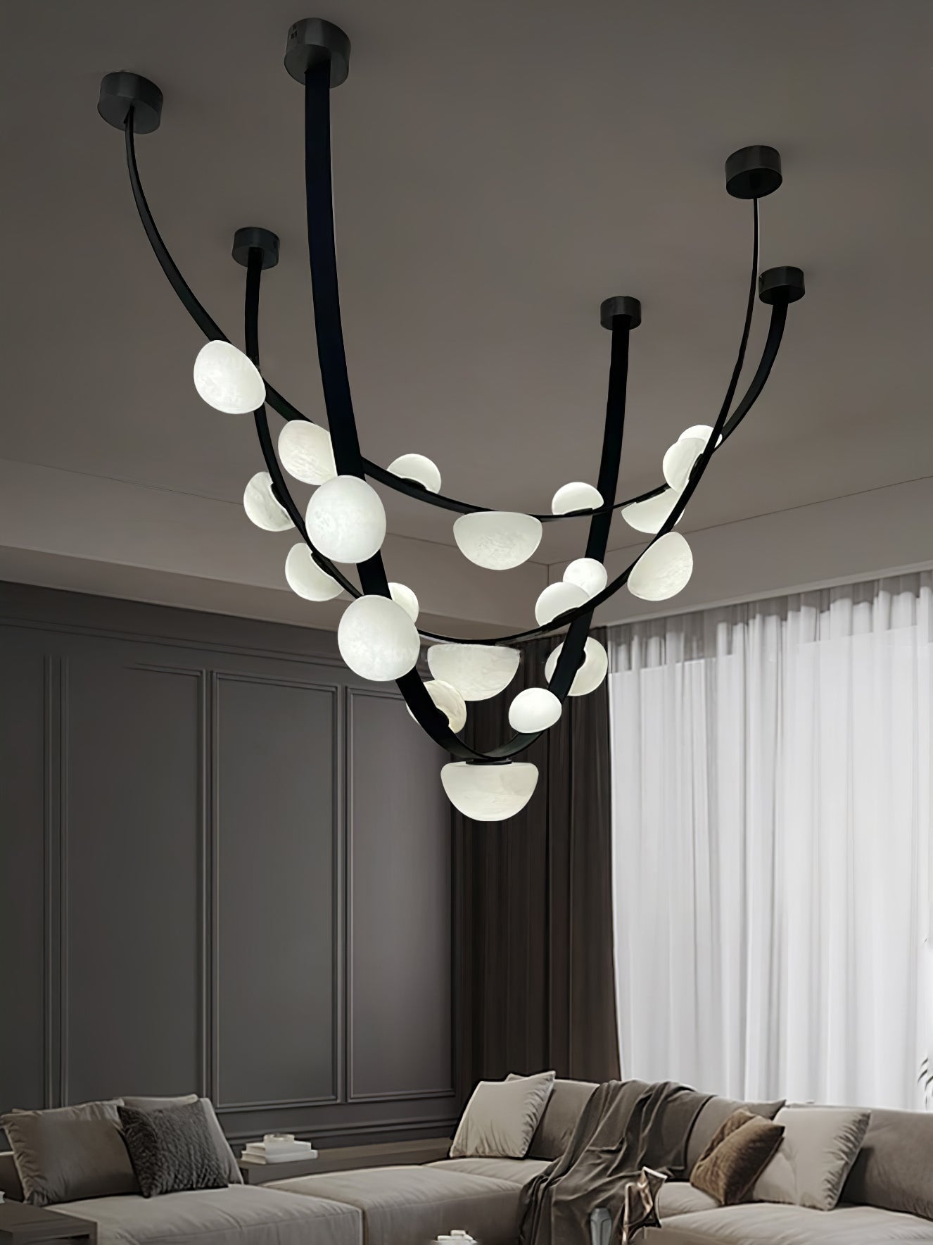 Dew Drops Alabaster Chandelier - L 188cm x H 120cm / L 74″ x H 47.2″Black & WhiteWarm LightTrivellolab