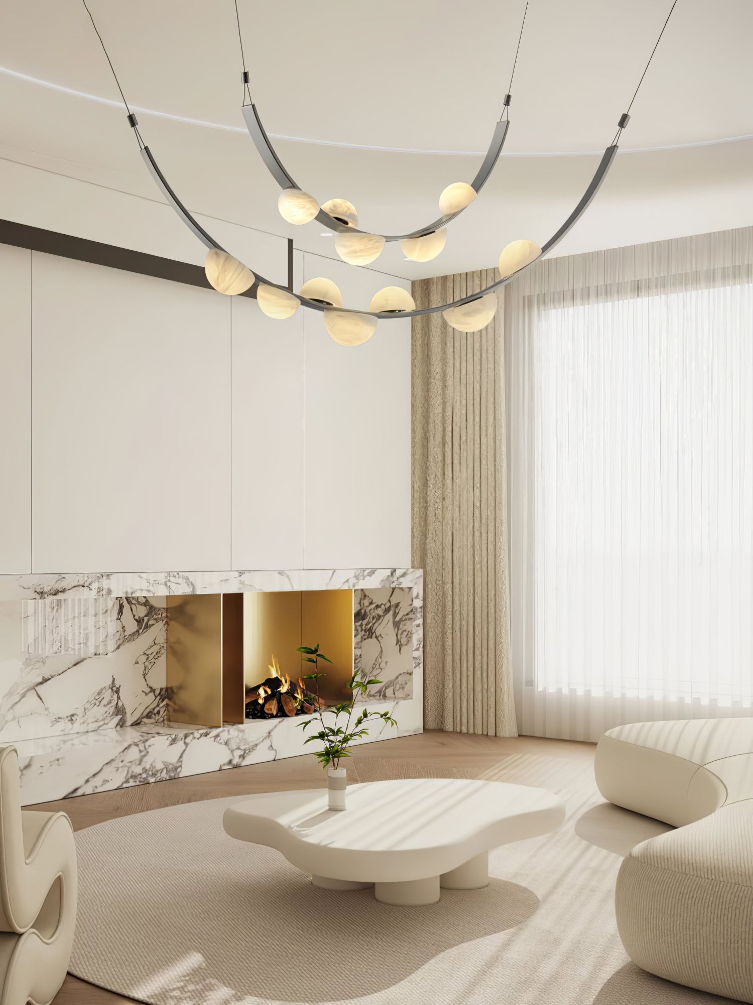 Dew Drops Alabaster Chandelier - L 188cm x H 120cm / L 74″ x H 47.2″Black & WhiteWarm LightTrivellolab