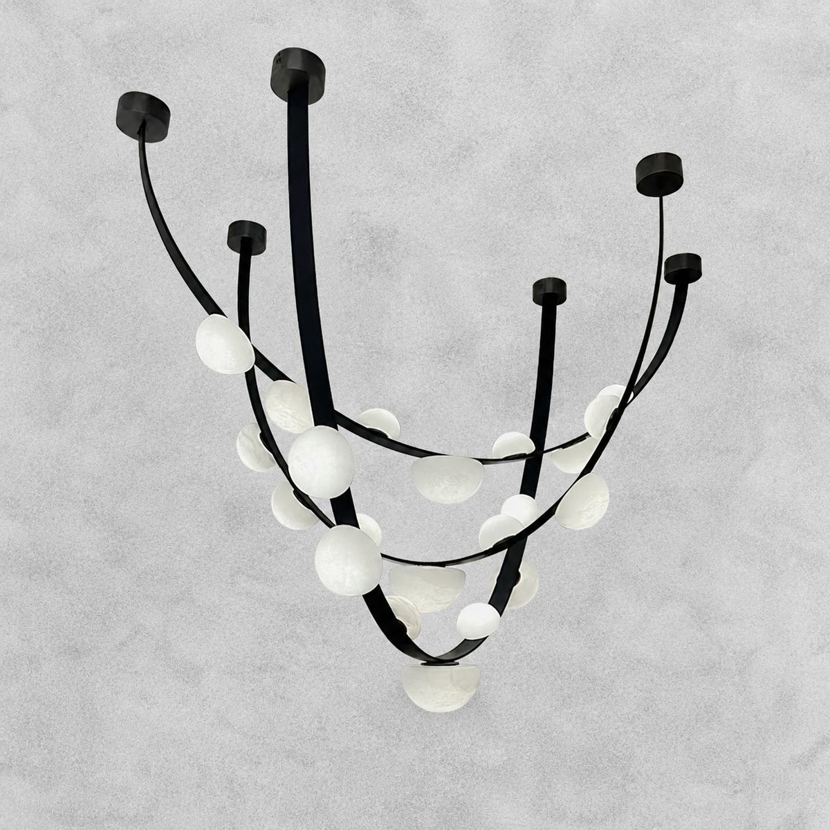 Dew Drops Alabaster LED Chandelier – Black White Warm Light
