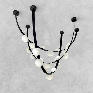 Dew Drops Alabaster LED Chandelier – Black White Warm Light