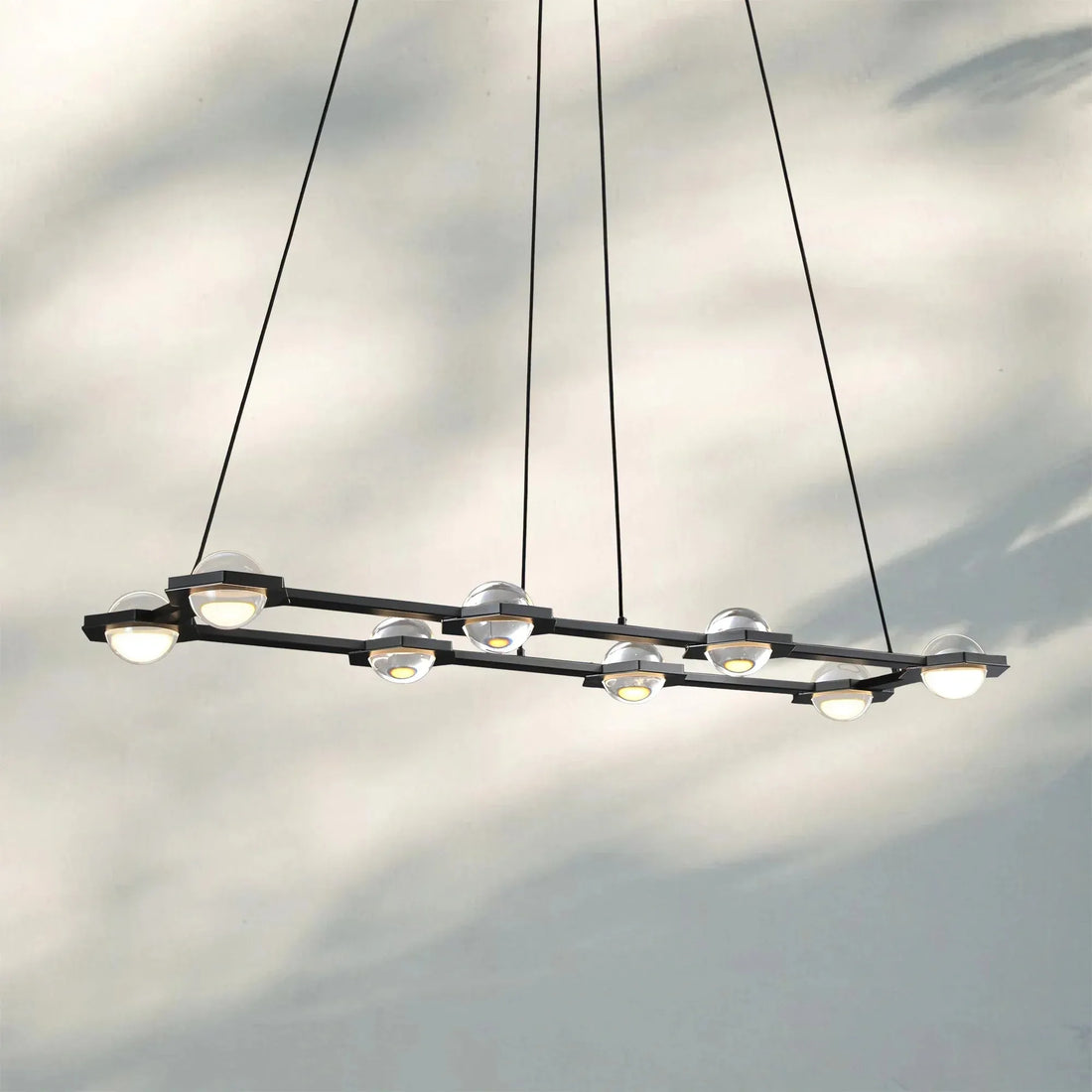 Eclatent Rectangular Chandelier 54" 72"-54"W x 16¼"D x 3½"H-Lacquered Burnished Brass-