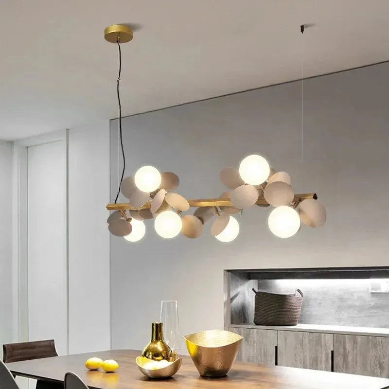 Eli Glass Globes Linear Chandelier For Dining Room - 8 LightsGrayCool white 6000KTrivellolab