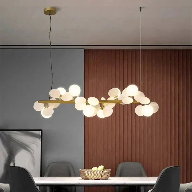 Eli Glass Globes Linear Chandelier For Dining Room - 8 LightsGrayCool white 6000KTrivellolab