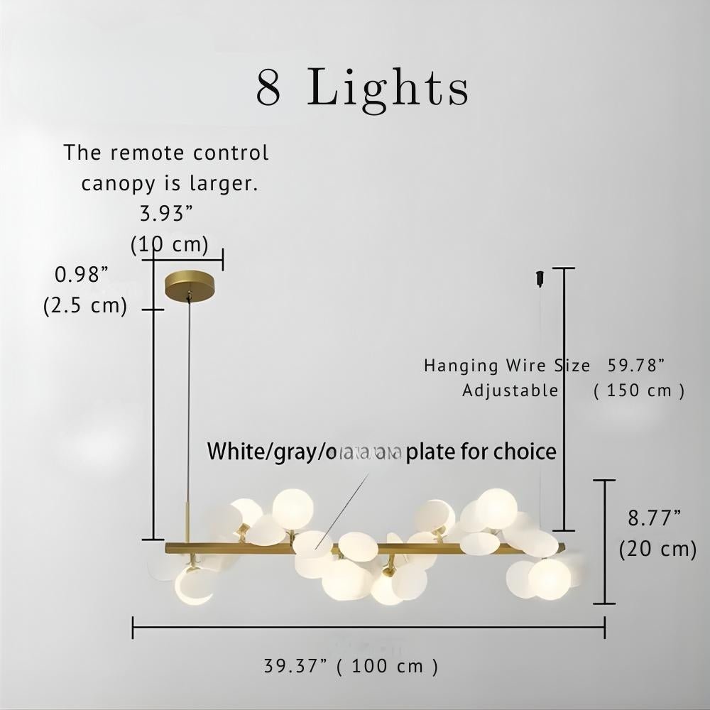 Eli Glass Globes Linear Chandelier For Dining Room - 12 LightsGrayCool white 6000KTrivellolab