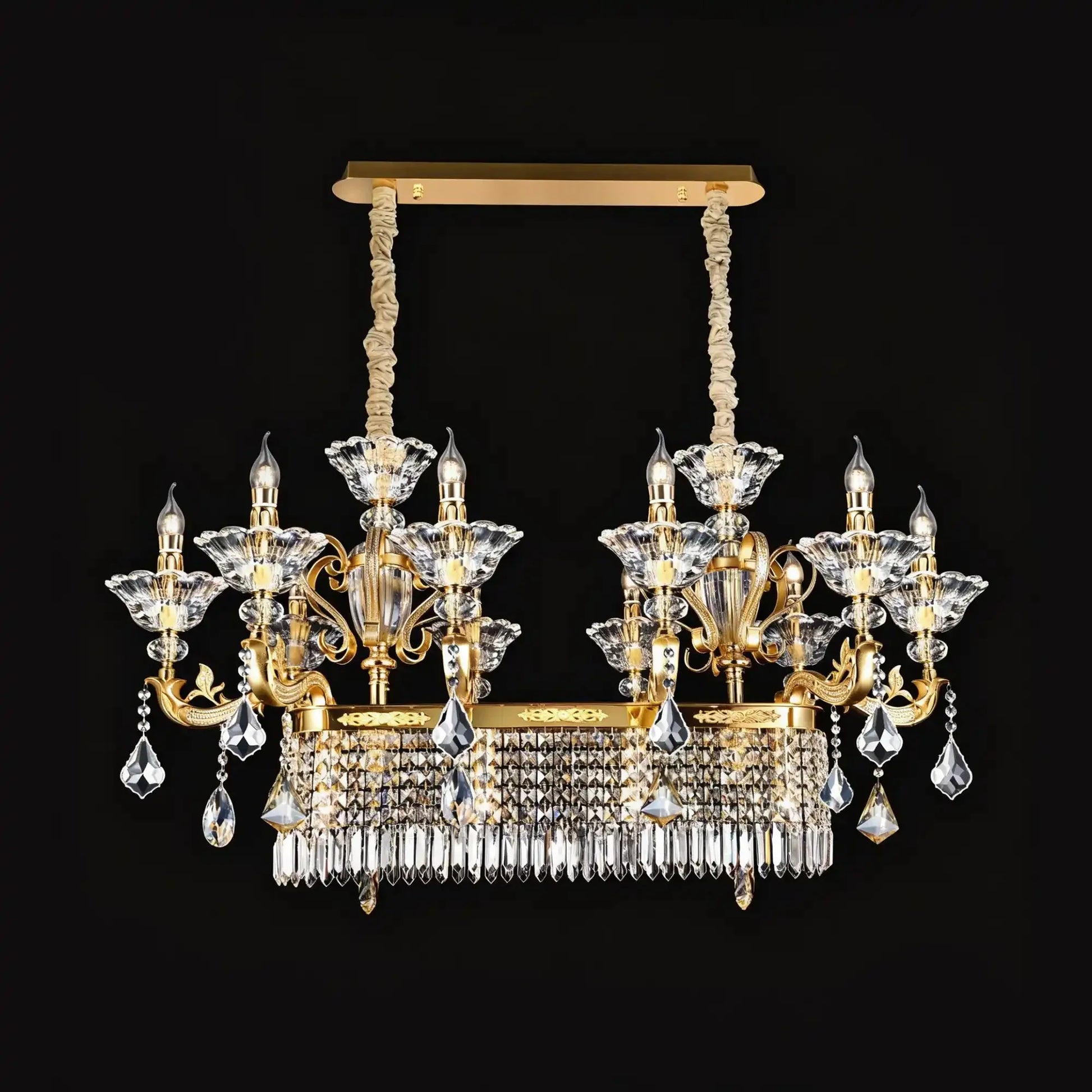 Eternal Baroque Revival Chandelier Series with Diamond - Inspired Crystal - Studded Light Arms - 13 Lights/Rectangular/L48.03"*W23.62"*H33.46"(L122cm*W60cm*H85cm)Warm LightTrivellolab