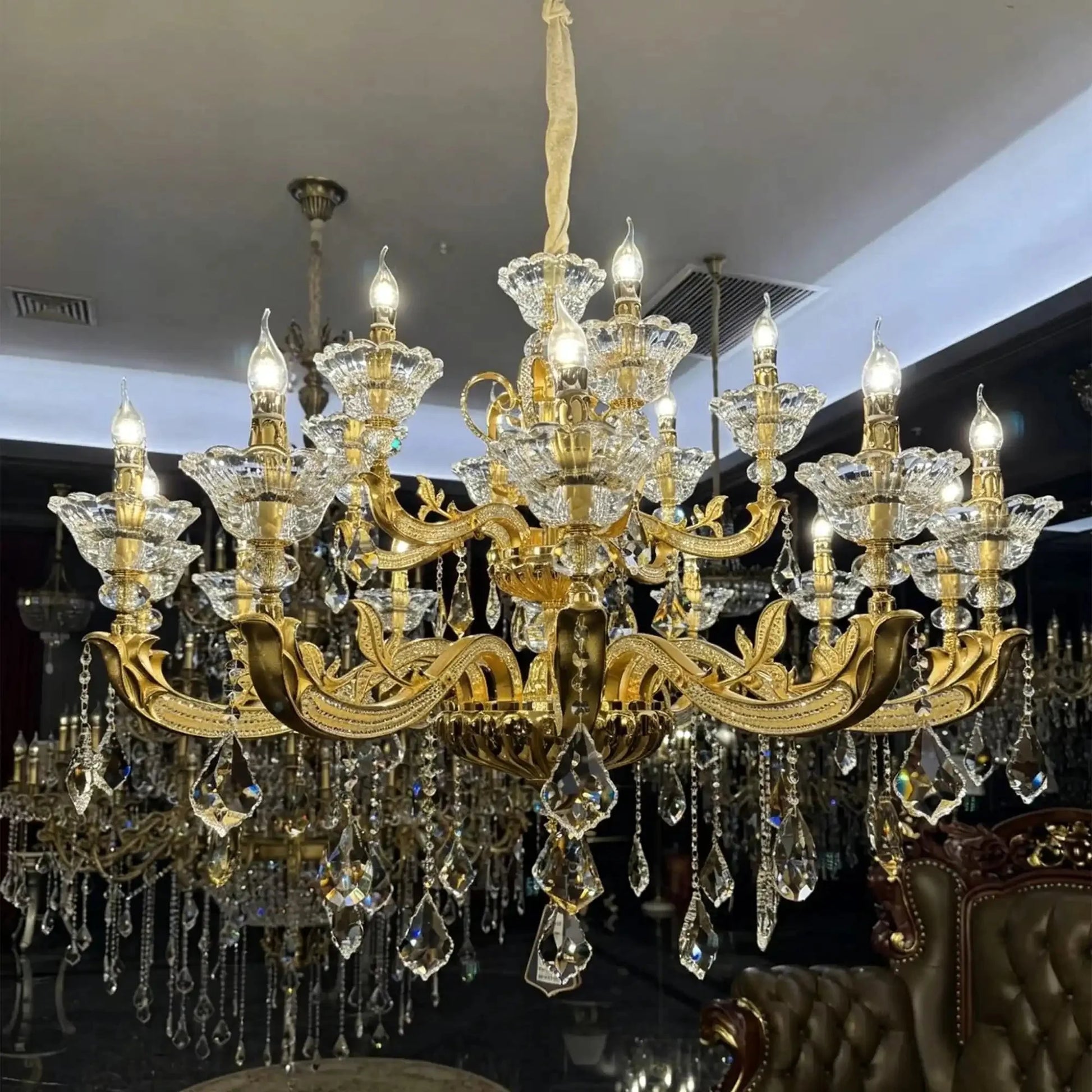 Eternal Baroque Revival Chandelier Series with Diamond - Inspired Crystal - Studded Light Arms - 48 Lights/D77.17"*H109.45"(D196cm*H278cm)Warm LightTrivellolab