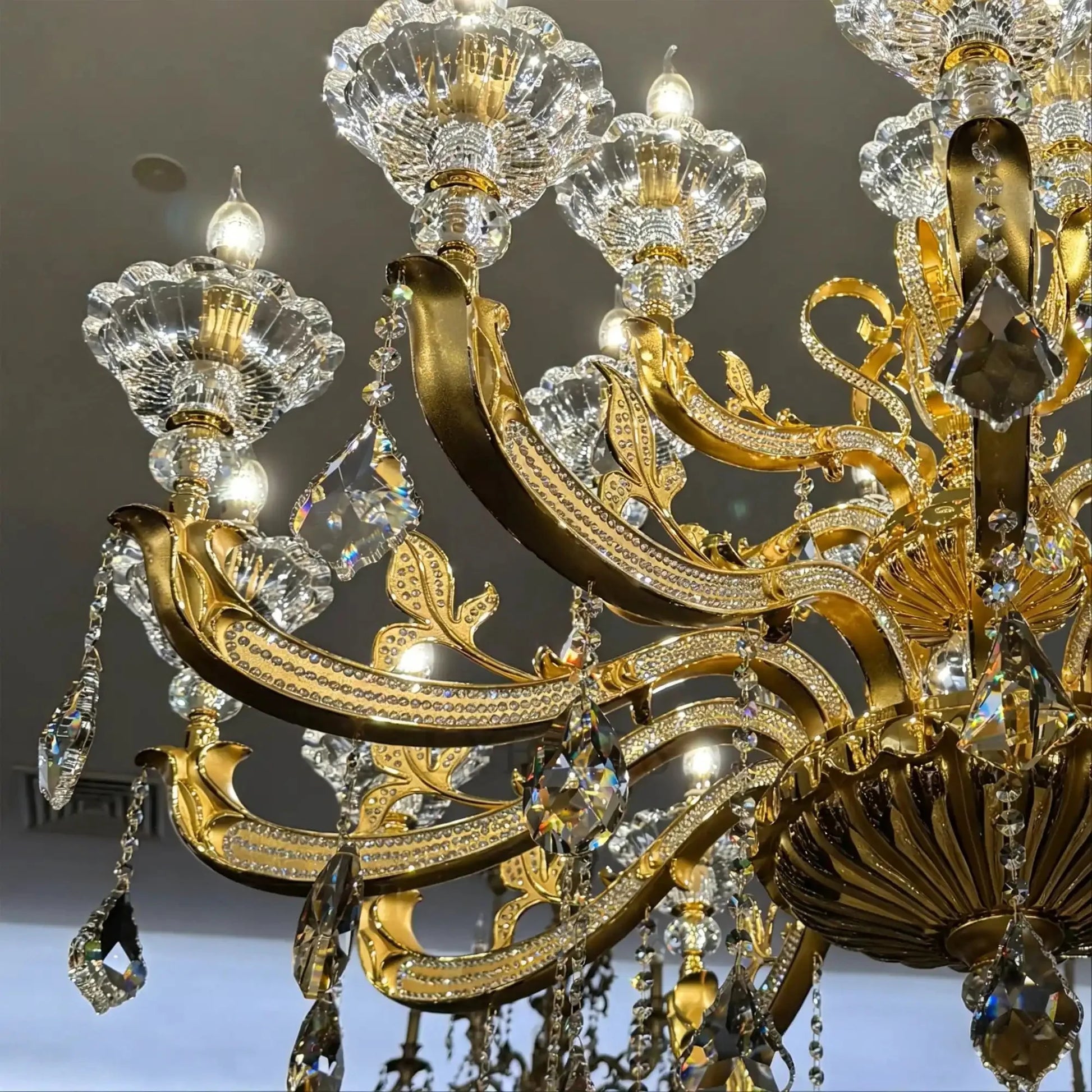 Eternal Baroque Revival Chandelier Series with Diamond - Inspired Crystal - Studded Light Arms - 48 Lights/D77.17"*H109.45"(D196cm*H278cm)Warm LightTrivellolab