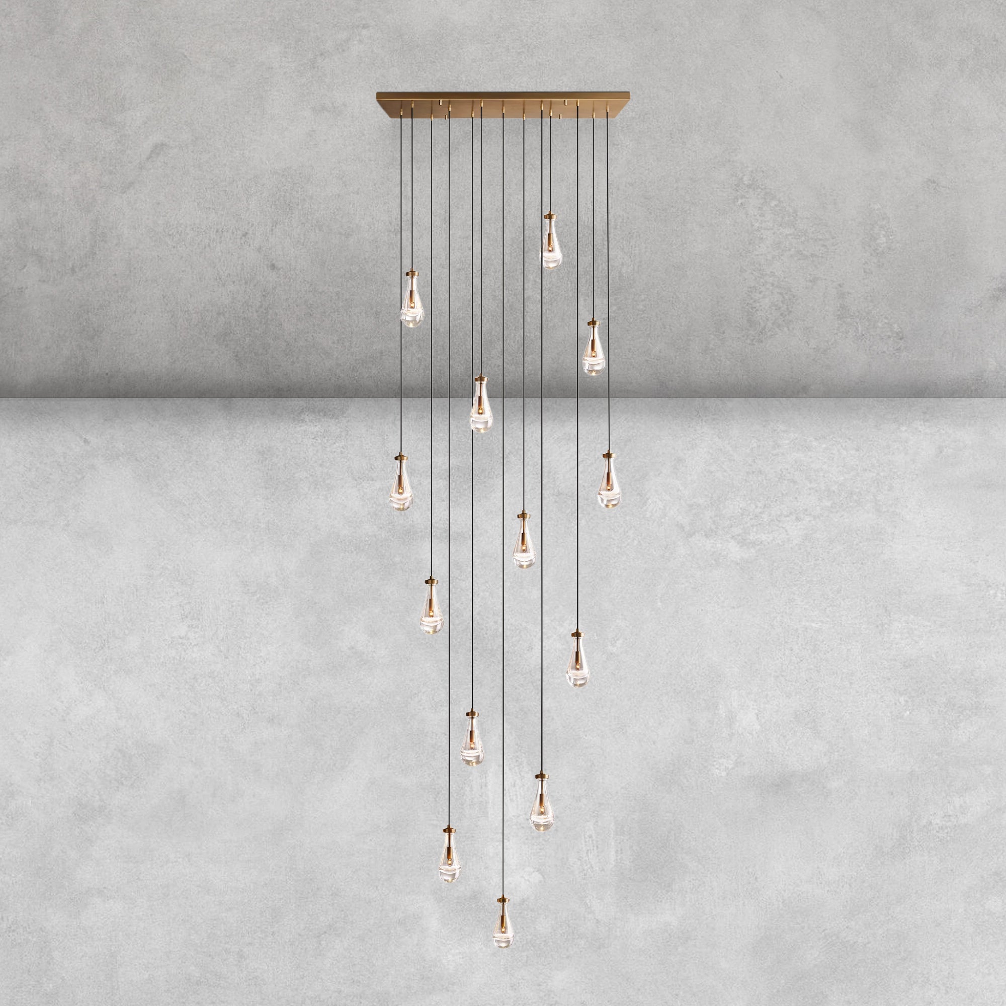 Raindrop Glass Linear Chandelier 54'' 72''