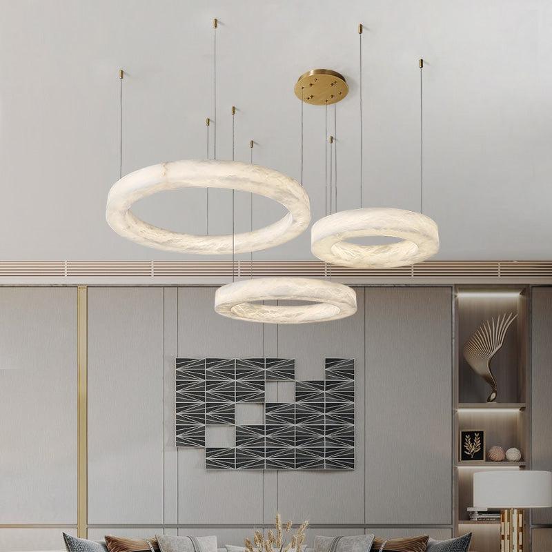 Glacera Alabaster Round Chandelier 19'' 27'' 36'' 60''D - D 27.6"BronzeTrivellolab