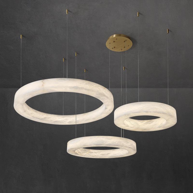 Glacera Alabaster Round Chandelier 19'' 27'' 36'' 60''D - D 27.6"BronzeTrivellolab