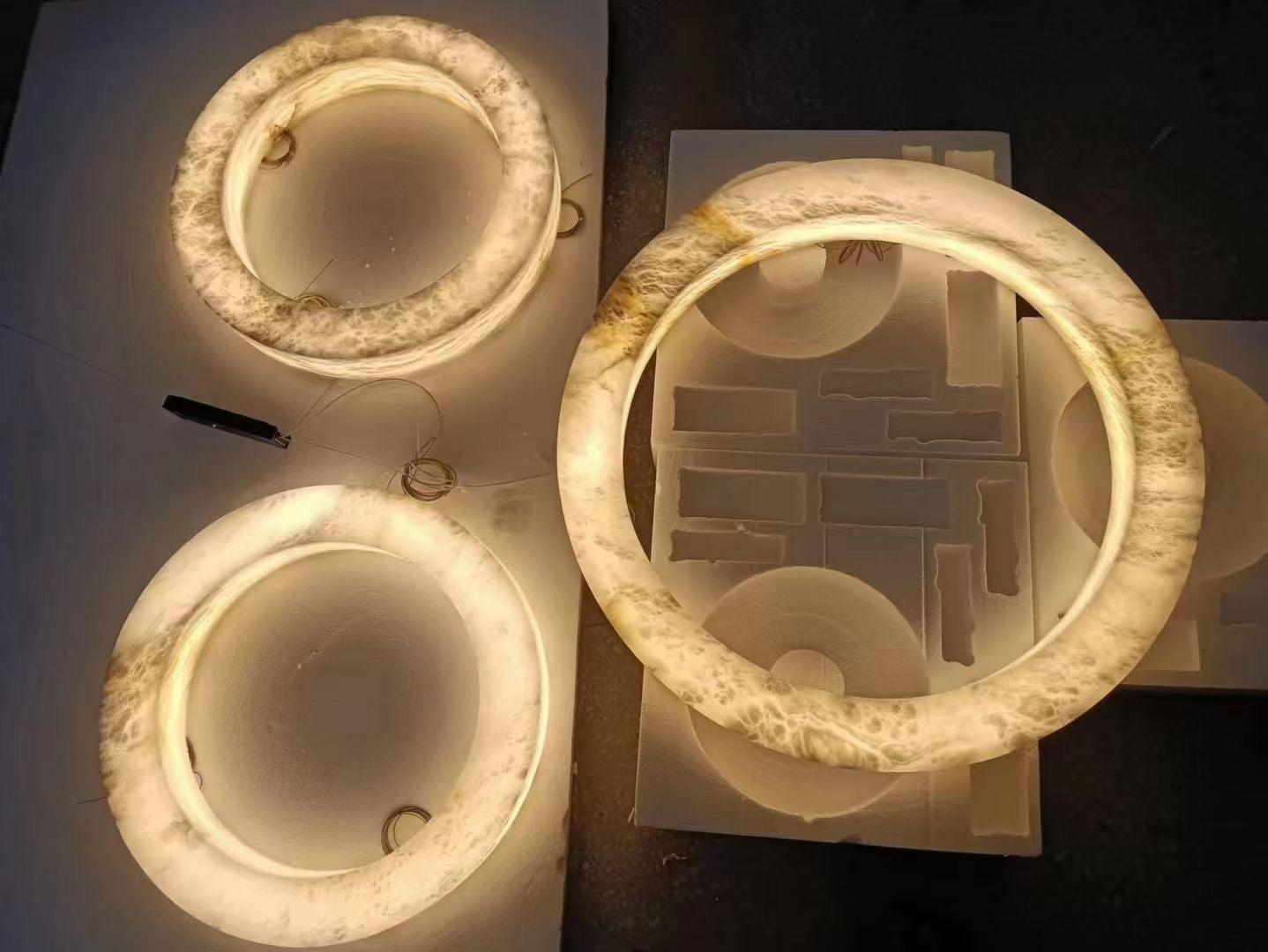 Halo Ring Alabaster Natural Stone Chandelier - 23.6 x 2.4 x 2.4 inchesTrivellolab