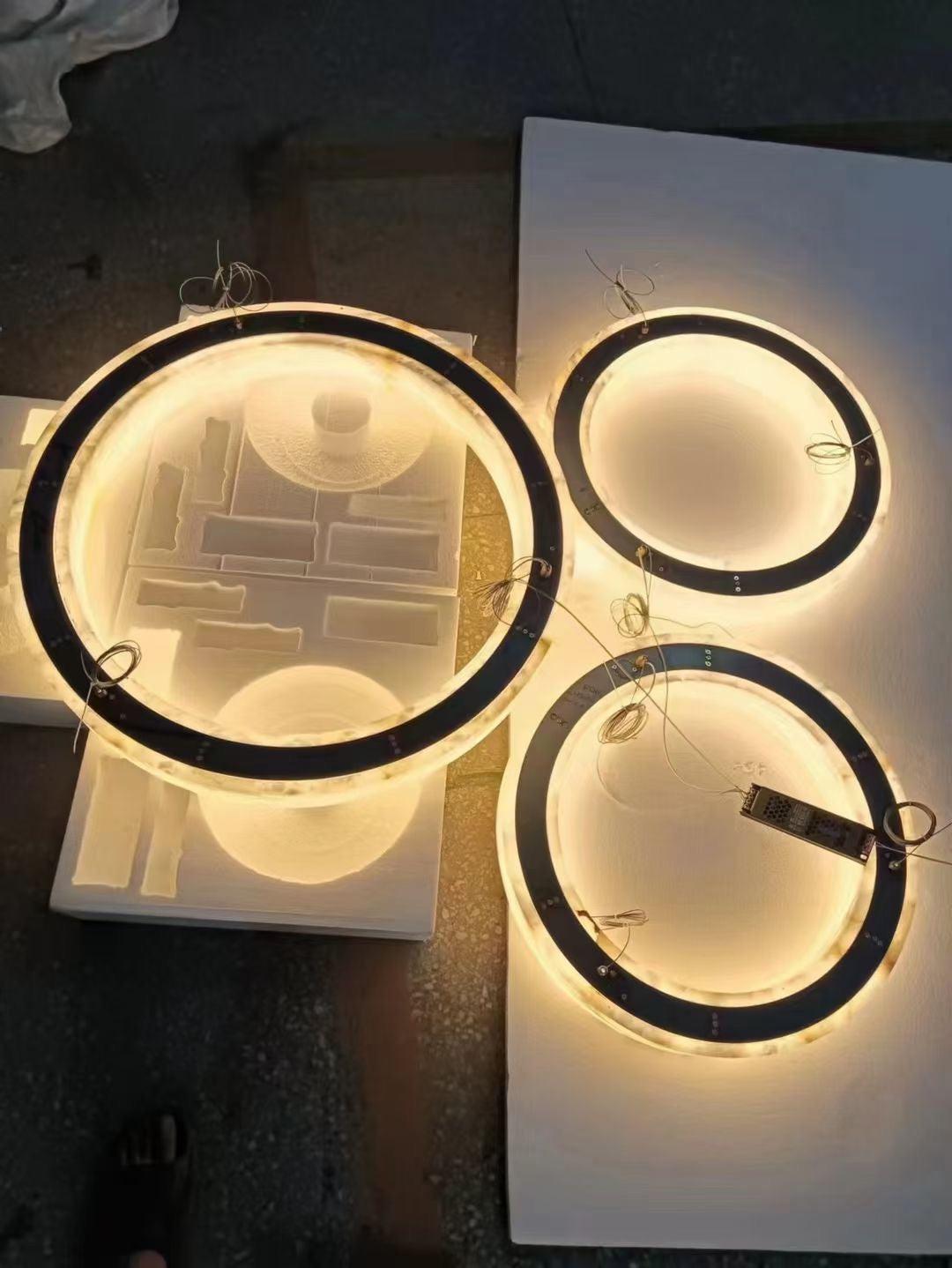 Halo Ring Alabaster Natural Stone Chandelier - 23.6 x 2.4 x 2.4 inchesTrivellolab