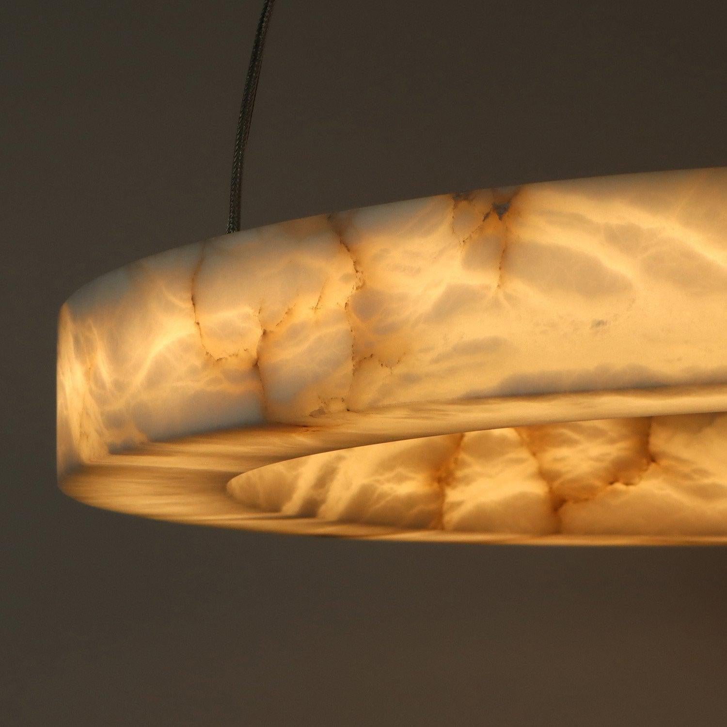 Halo Ring Alabaster Natural Stone Chandelier - 23.6 x 2.4 x 2.4 inchesTrivellolab