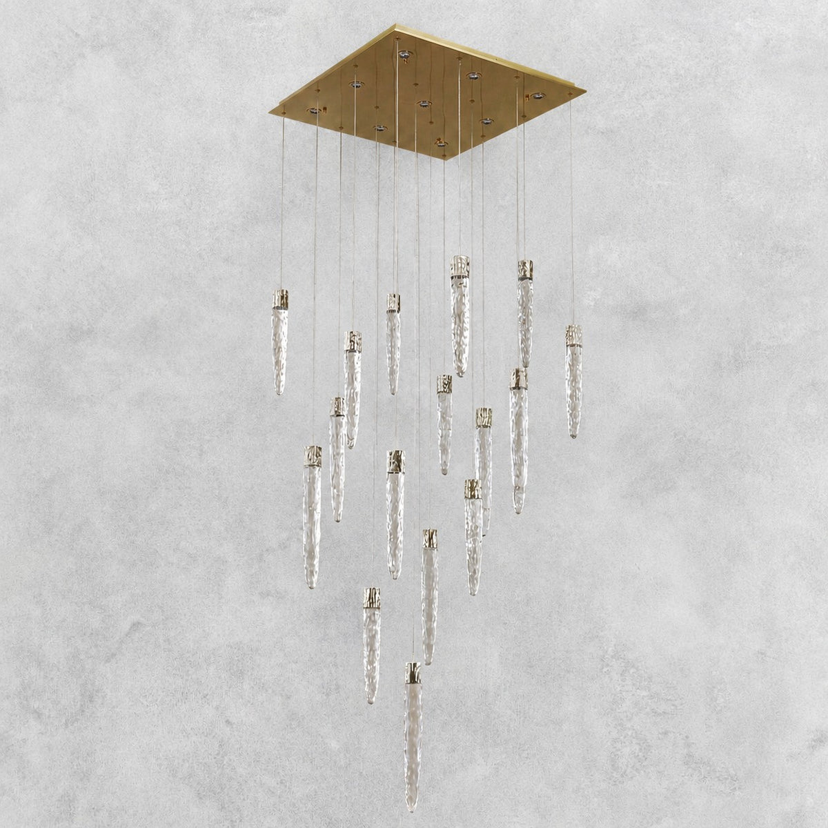 Halsey Icicle Crystal Glass Square Chandelier 31.5"