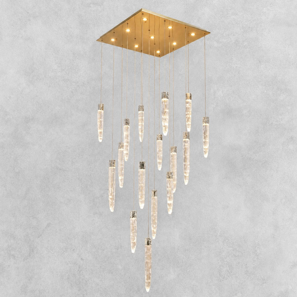 Halsey Icicle Crystal Glass Square Chandelier 31.5"