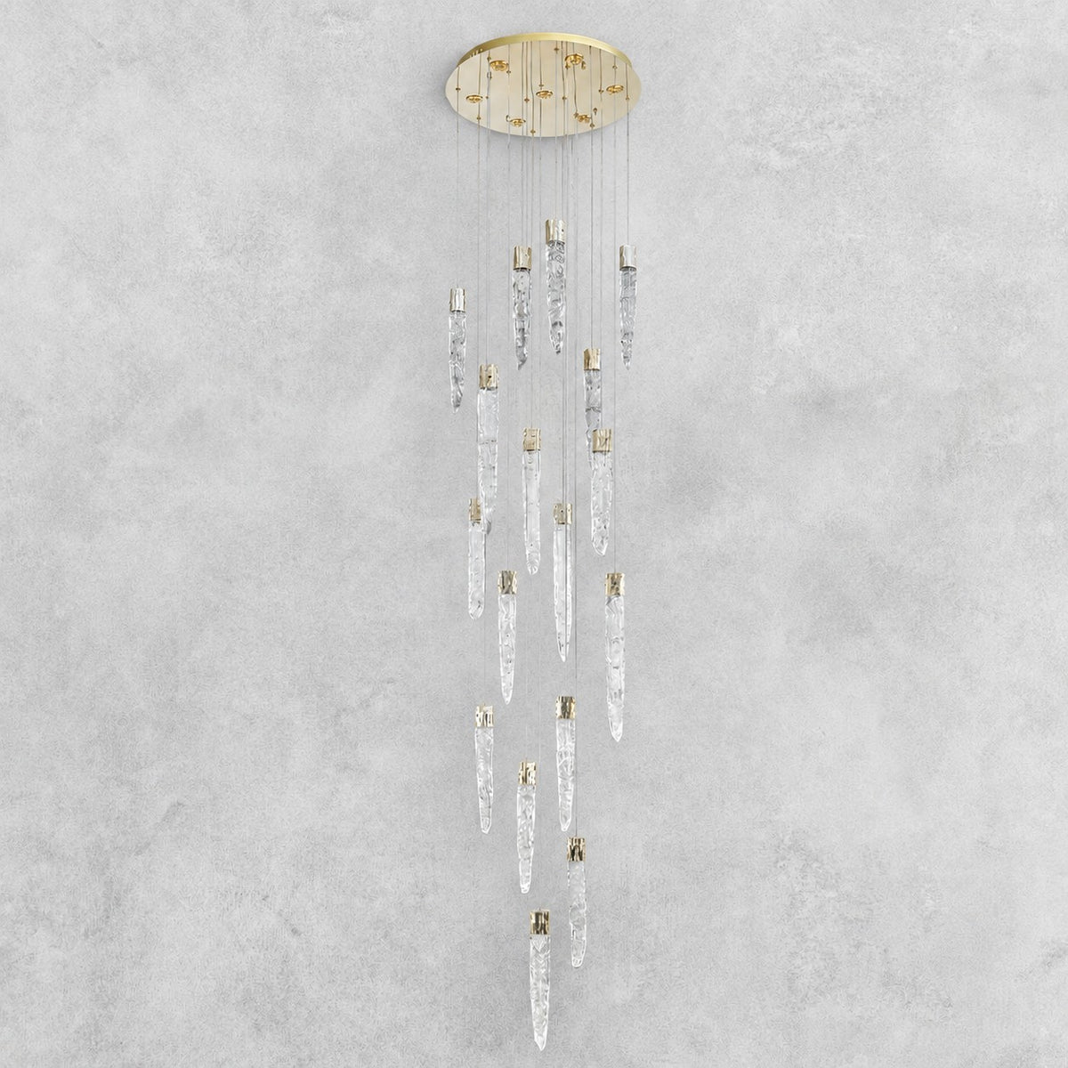 Halsey Icicle Crystal Glass Stairwell Chandelier 47" D